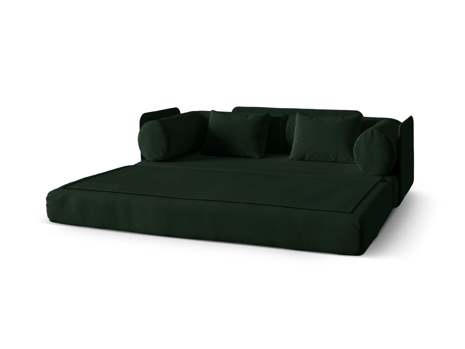 Modernes 3-Sitzer Sofa Dreamy in edlem Flaschengrün, perfekt für entspannte Abende und als praktisches Schlafsofa für Gäste.
