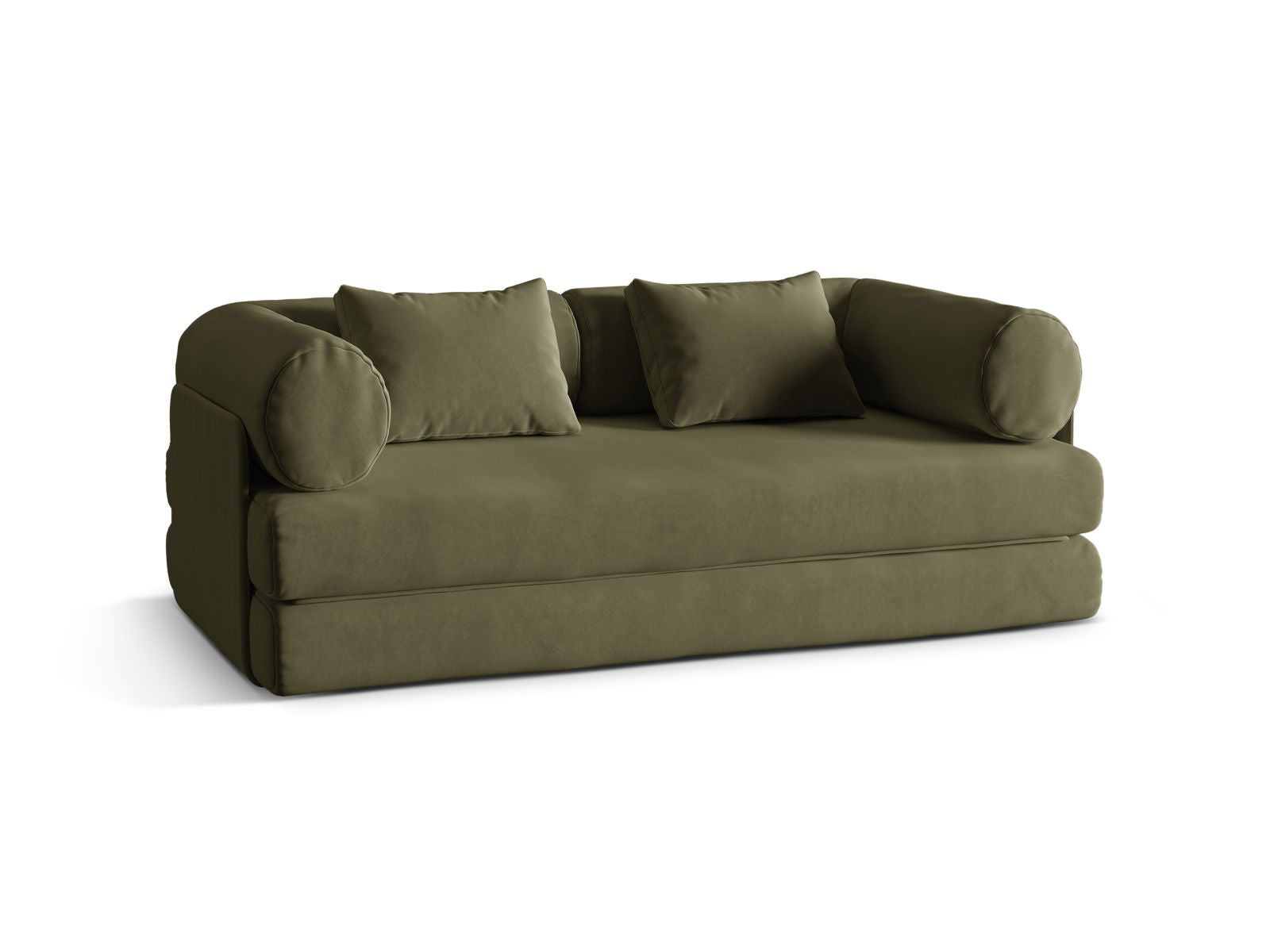 Elegantes 3-Sitzer Sofa Dreamy in stilvollem Grün, ideal als Bettsofa für gemütliche Nächte und entspannte Tage.