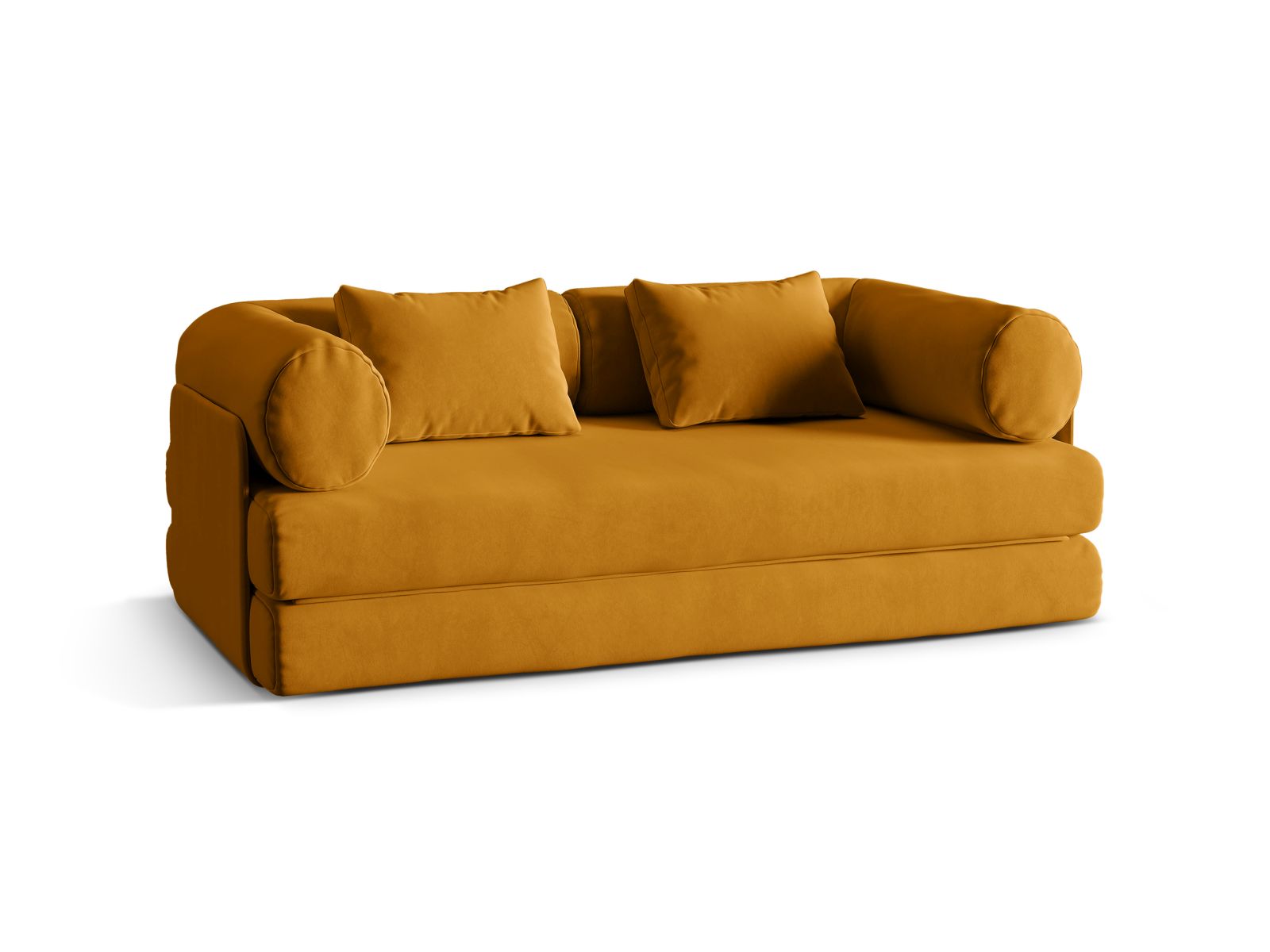 Stylisches 3-Sitzer Sofa Dreamy in Gelb mit Schlaffunktion, ideal für gemütliche Abende und als Schlafgelegenheit, von Micadoni.