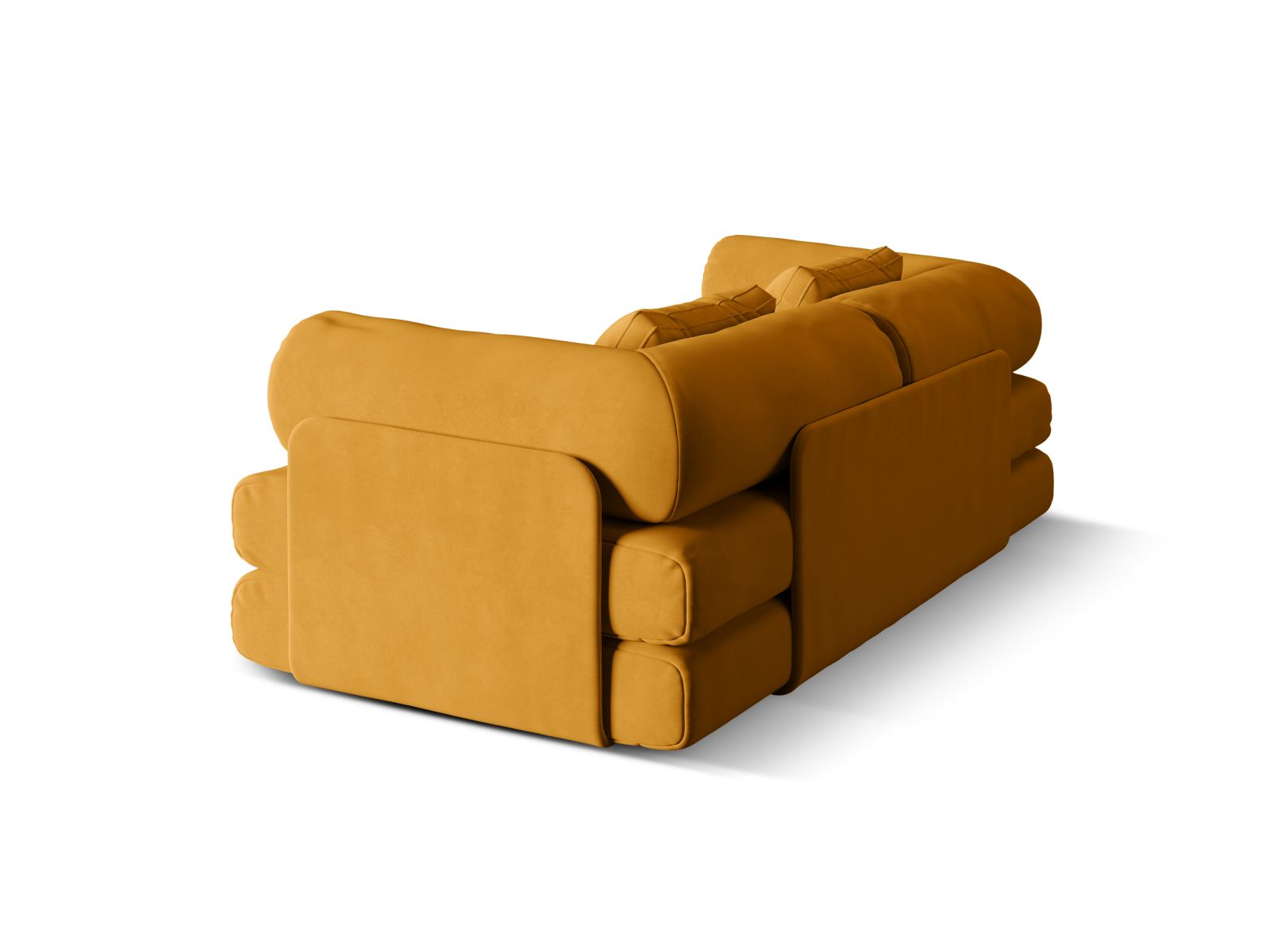 Stylisches 3-Sitzer Sofa Dreamy in strahlendem Gelb, ideal für gemütliche Abende und als funktionales Schlafsofa von Micadoni.
