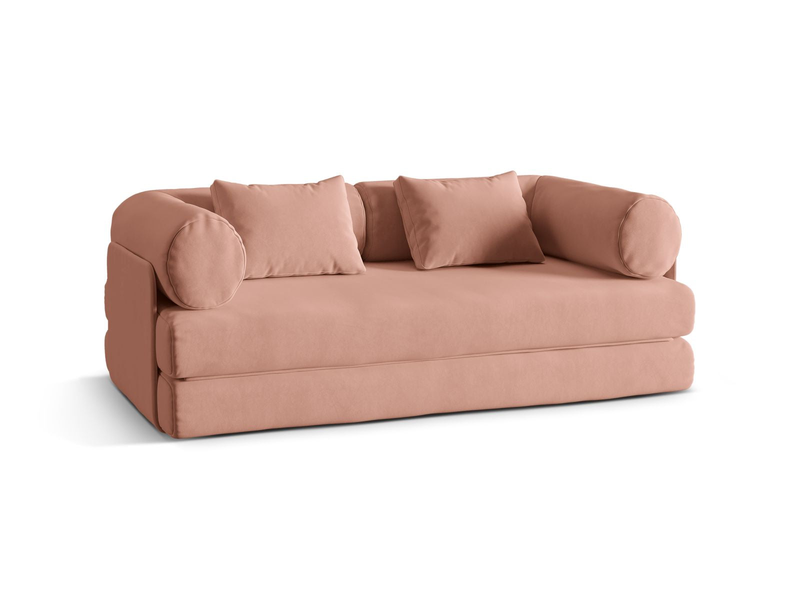 Elegantes 3-Sitzer Sofa Dreamy in sanftem Pink, ideal als Bettsofa für stilvolle Wohnräume, präsentiert von Micadoni.
