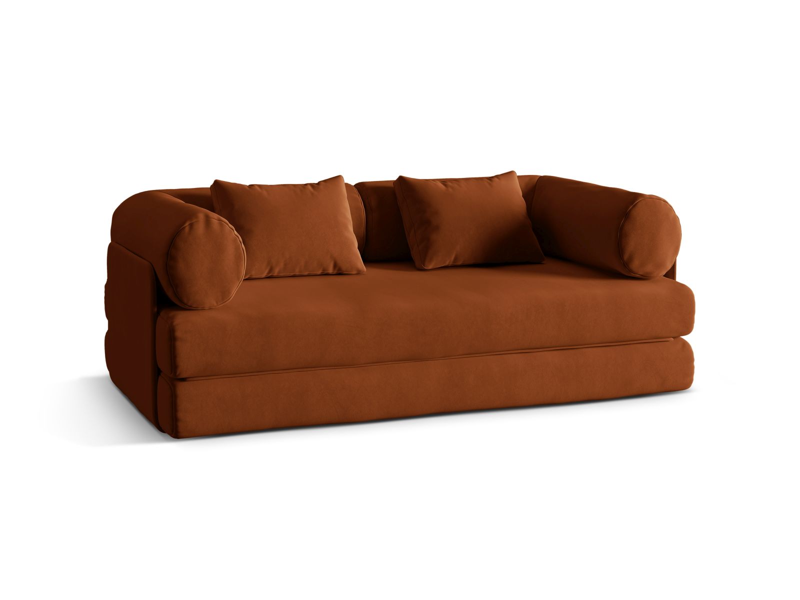 Elegantes 3-Sitzer Sofa Dreamy in warmem Terracotta, ideal für stilvolle Wohnräume und als komfortables Bettsofa. Perfekt für entspannte Abende.