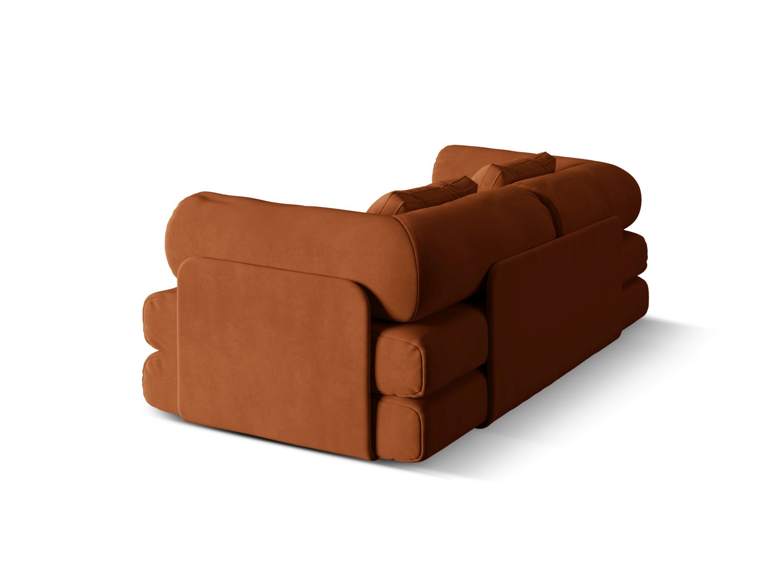 Elegantes 3-Sitzer Sofa Dreamy in warmem Terracotta, ideal für stilvolle Wohnräume und als komfortables Schlafsofa für Übernachtungsgäste.