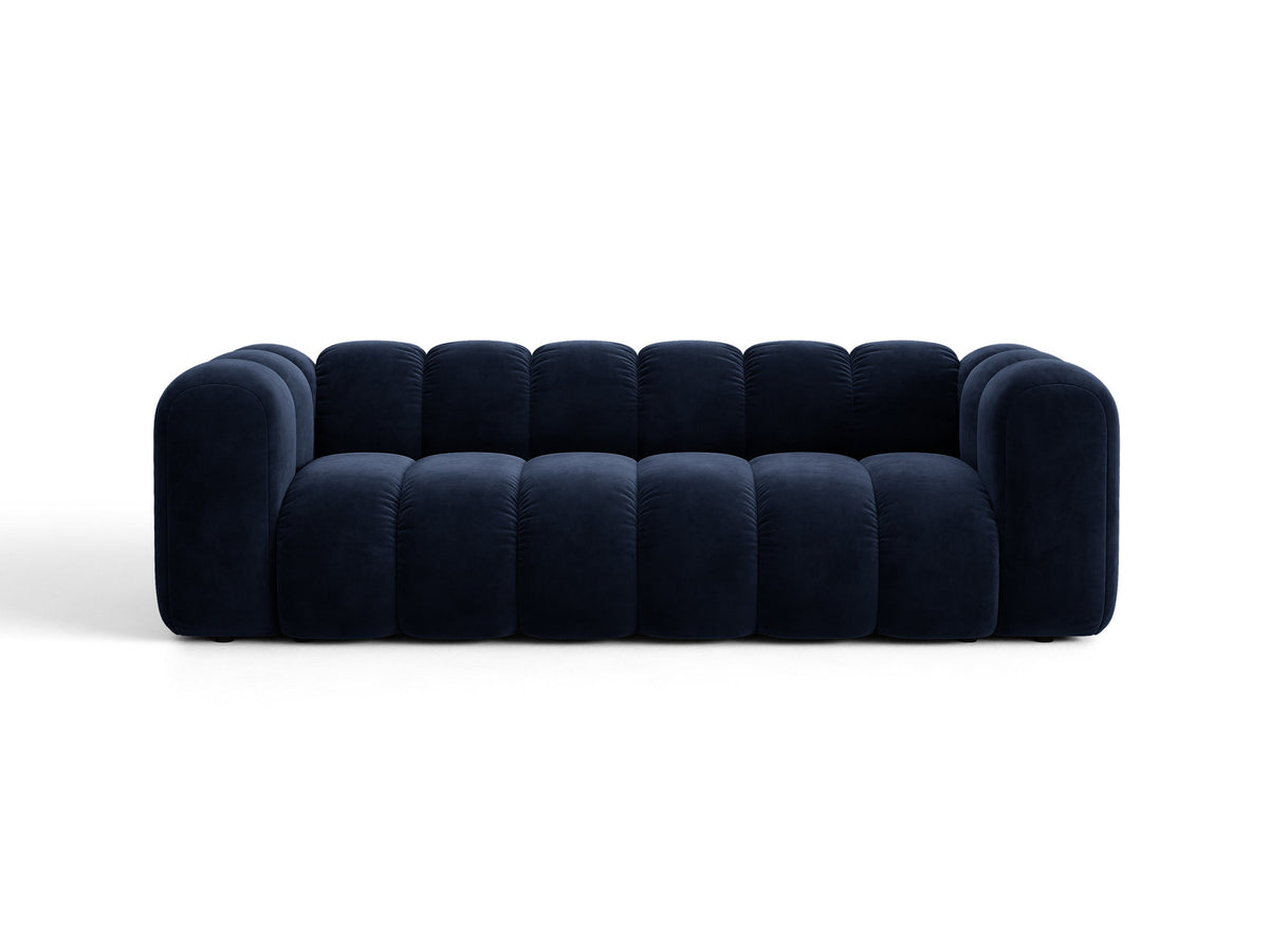 Micadoni Lupine 3er Sofa in leichtem Beige mit Bettfunktion, Stauraum im Bettkasten und schwarzen Kunststoffbeinen, Stoffbezug Eden 2 Pearl