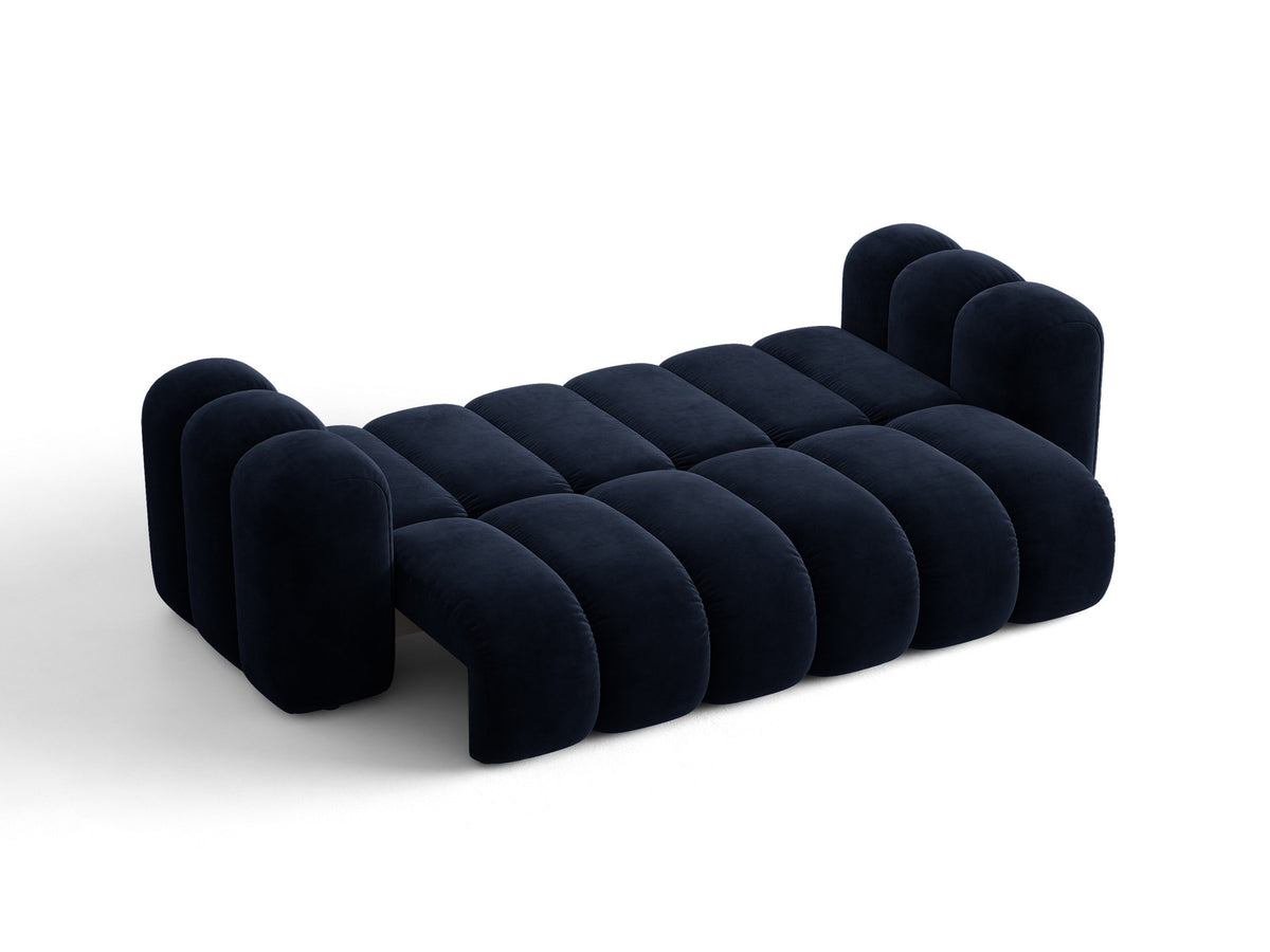 Micadoni Lupine 3er Sofa in leichtem Beige mit Bettfunktion, Stauraum im Bettkasten und schwarzen Kunststoffbeinen, Stoffbezug Eden 2 Pearl