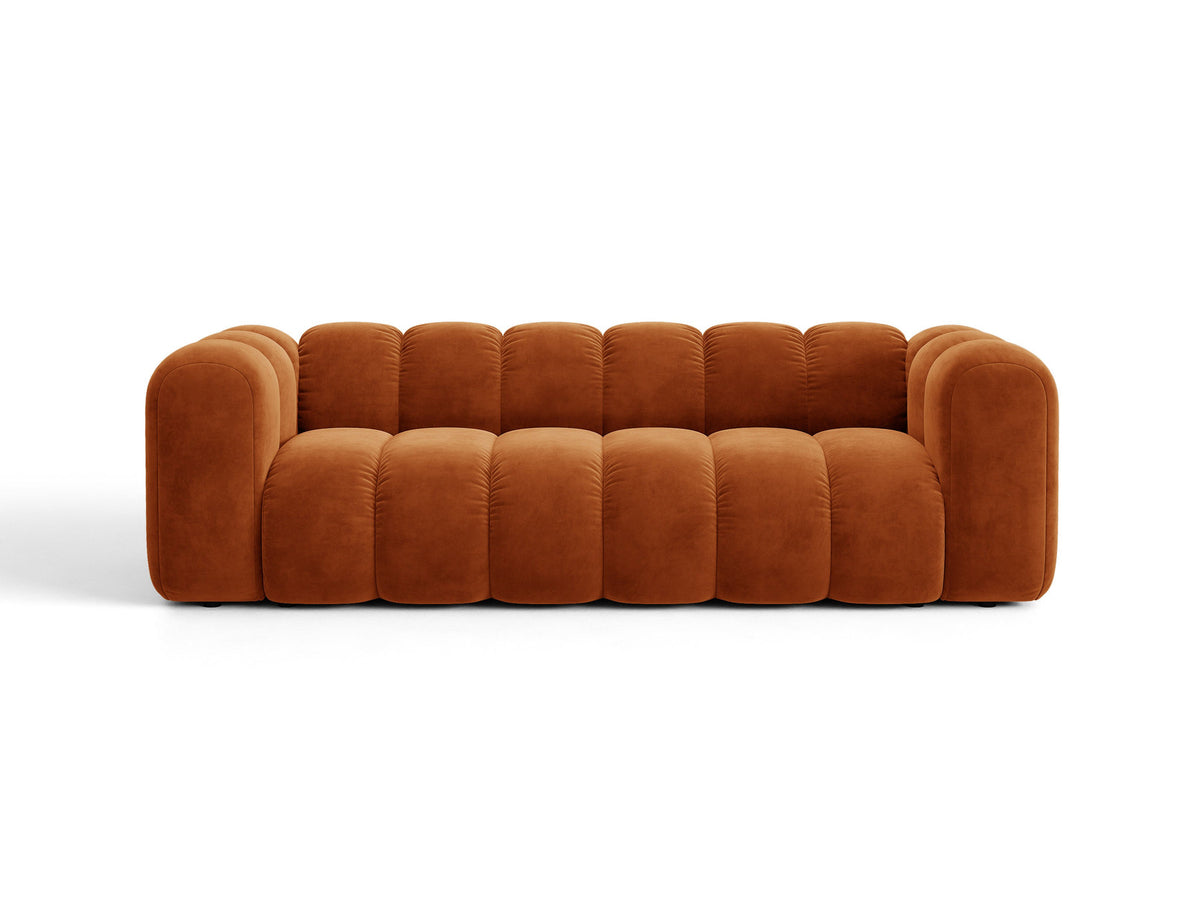 Micadoni Lupine 3er Sofa in leichtem Beige mit Bettfunktion, Stauraum im Bettkasten und schwarzen Kunststoffbeinen, Stoffbezug Eden 2 Pearl