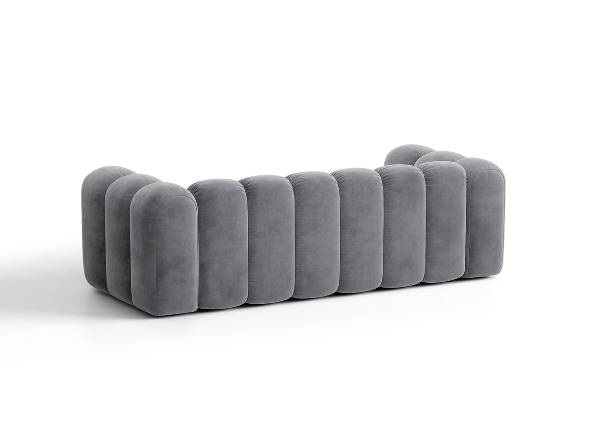 Micadoni Lupine 3er Sofa in leichtem Beige mit Bettfunktion, Stauraum im Bettkasten und schwarzen Kunststoffbeinen, Stoffbezug Eden 2 Pearl