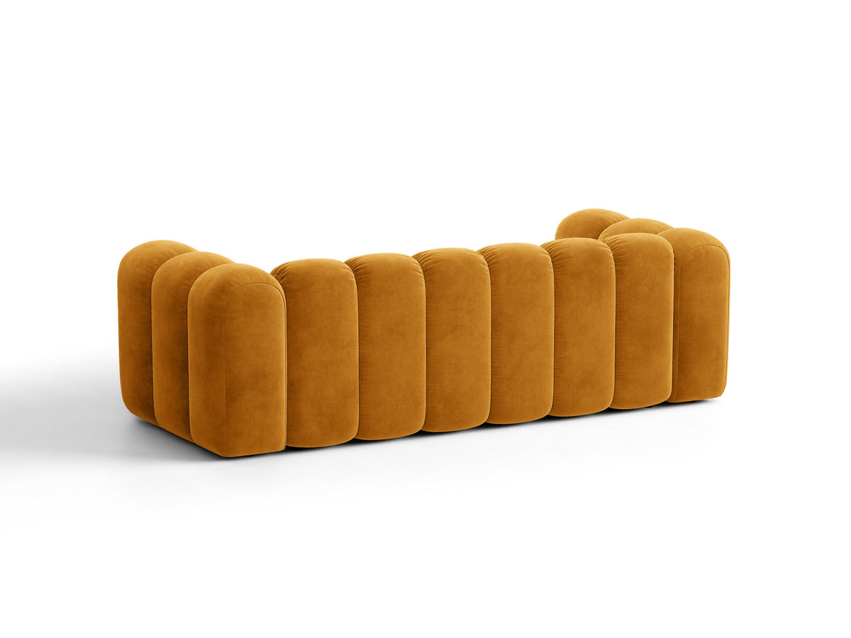 Micadoni Lupine 3er Sofa in leichtem Beige mit Bettfunktion, Stauraum im Bettkasten und schwarzen Kunststoffbeinen, Stoffbezug Eden 2 Pearl
