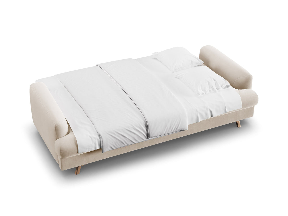 3-Sitzer Sofa Naomi mit Schlaffunktion und Stauraum in Beige-Salvador präsentiert im Onlineshop von KAQTU Design AG. Bettsofa ist von Micadoni