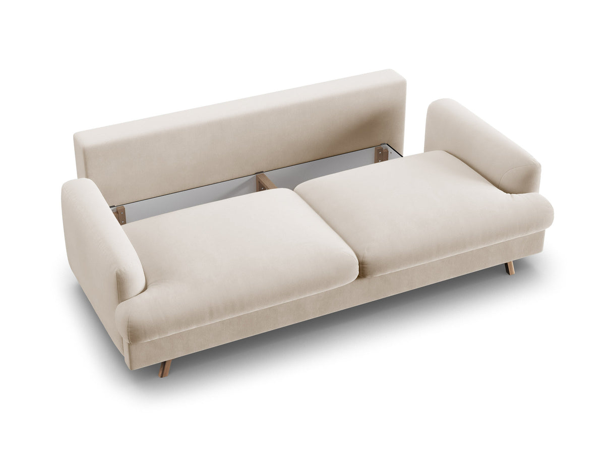 3-Sitzer Sofa Naomi mit Schlaffunktion und Stauraum in Beige-Salvador präsentiert im Onlineshop von KAQTU Design AG. Bettsofa ist von Micadoni
