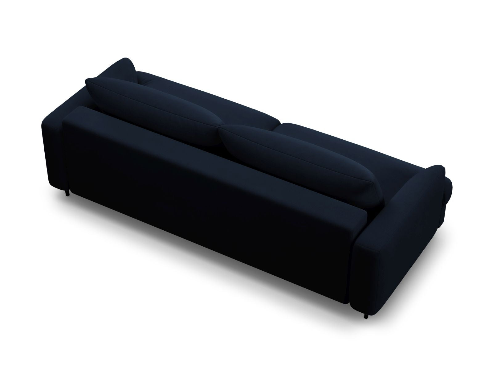 Elegantes 3-Sitzer Sofa Naomi in Royal Blue, ideal für kleine Räume, bietet Schlafgelegenheit und praktischen Stauraum.