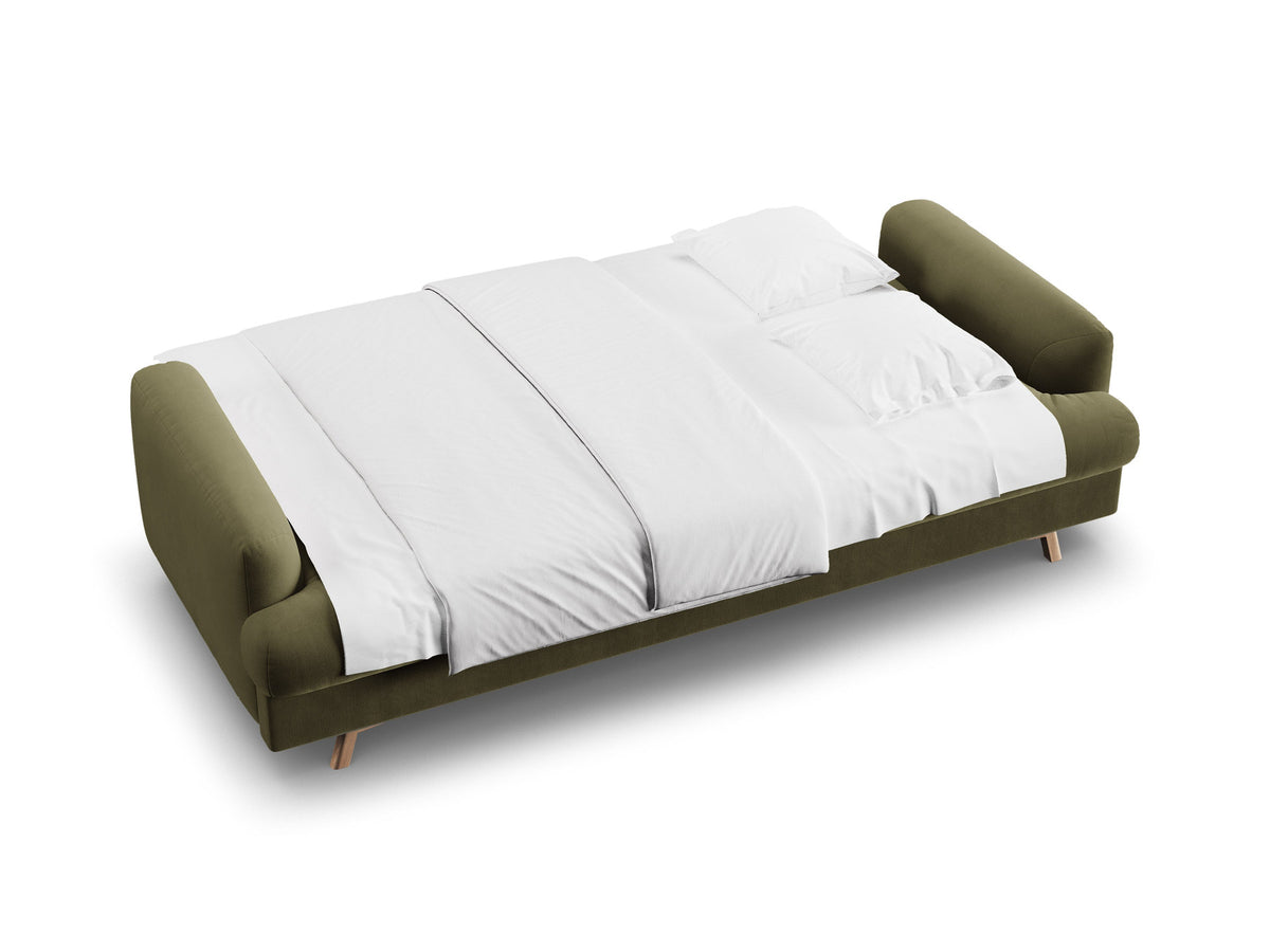 3-Sitzer Sofa Naomi mit Schlaffunktion und Stauraum in Green-Salvador präsentiert im Onlineshop von KAQTU Design AG. Bettsofa ist von Micadoni