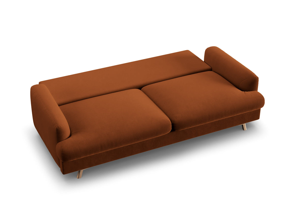 3-Sitzer Sofa Naomi mit Schlaffunktion und Stauraum in Terracotta-Salvador präsentiert im Onlineshop von KAQTU Design AG. Bettsofa ist von Micadoni