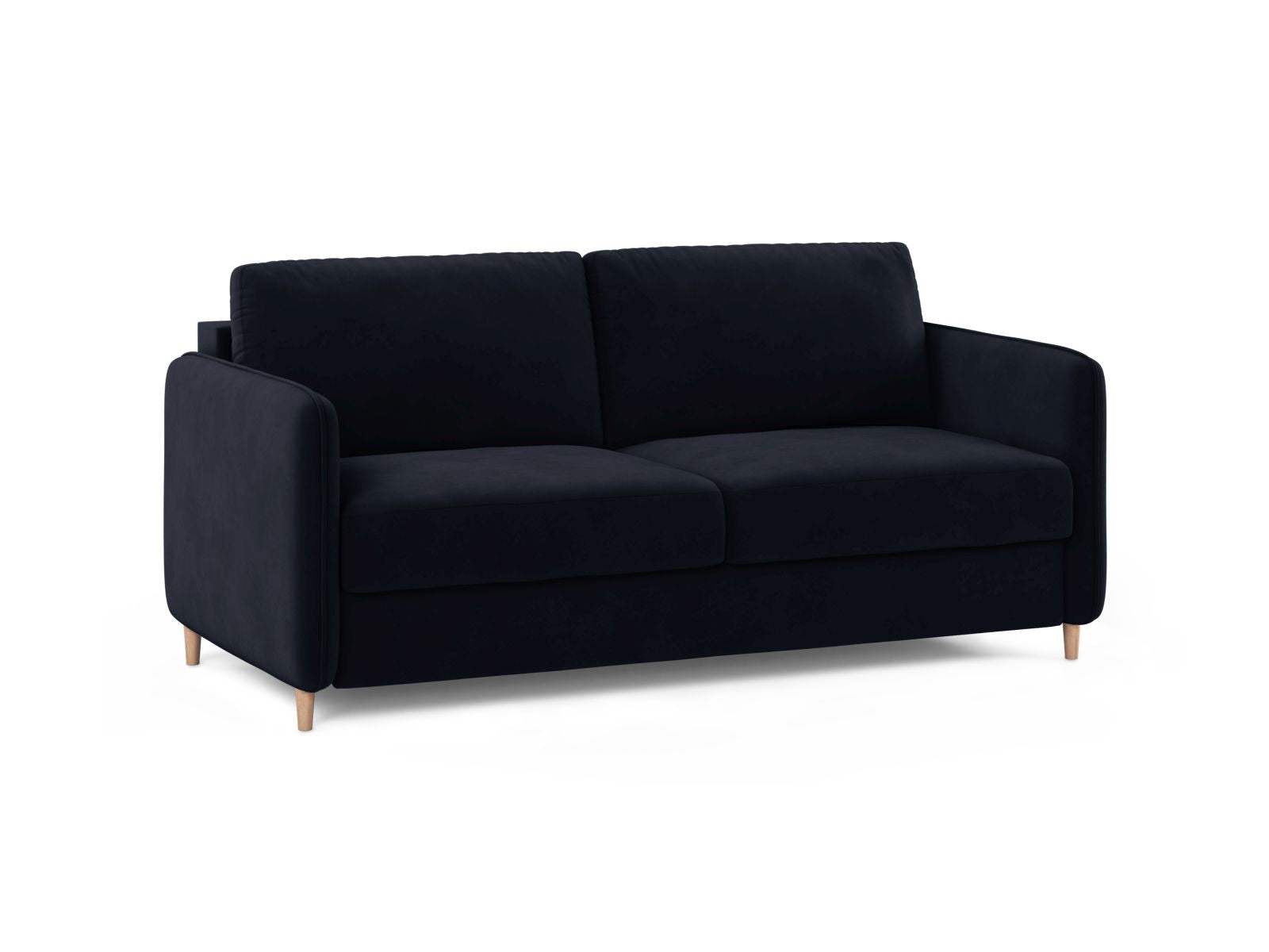 Elegantes 3-Sitzer Sofa Simo in Royal Blue mit praktischer Schlaffunktion, ideal für stilvolle Wohnräume und Gästeübernachtungen.
