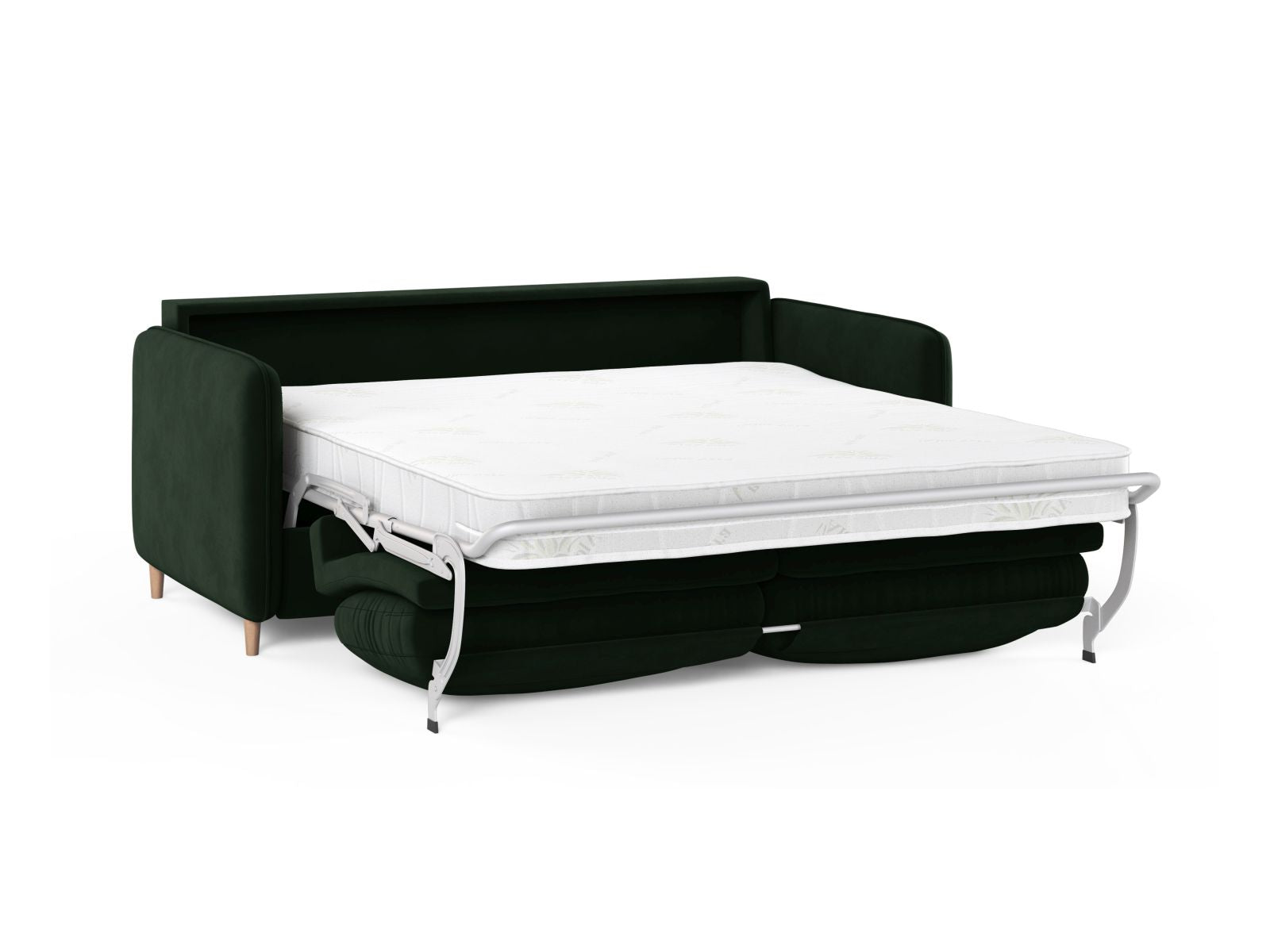 Elegantes 3-Sitzer Sofa Simo in stilvollem Flaschengrün, ideal als Schlafgelegenheit für Gäste und für entspannte Abende.