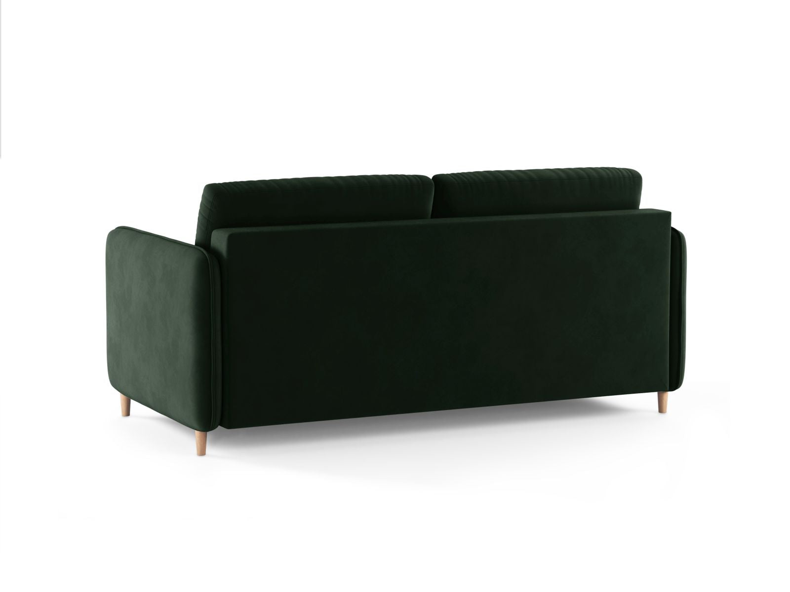 Modernes 3-Sitzer Bettsofa Simo in edlem Flaschengrün, perfekt für gemütliche Abende und als praktische Schlaflösung für Übernachtungsgäste.
