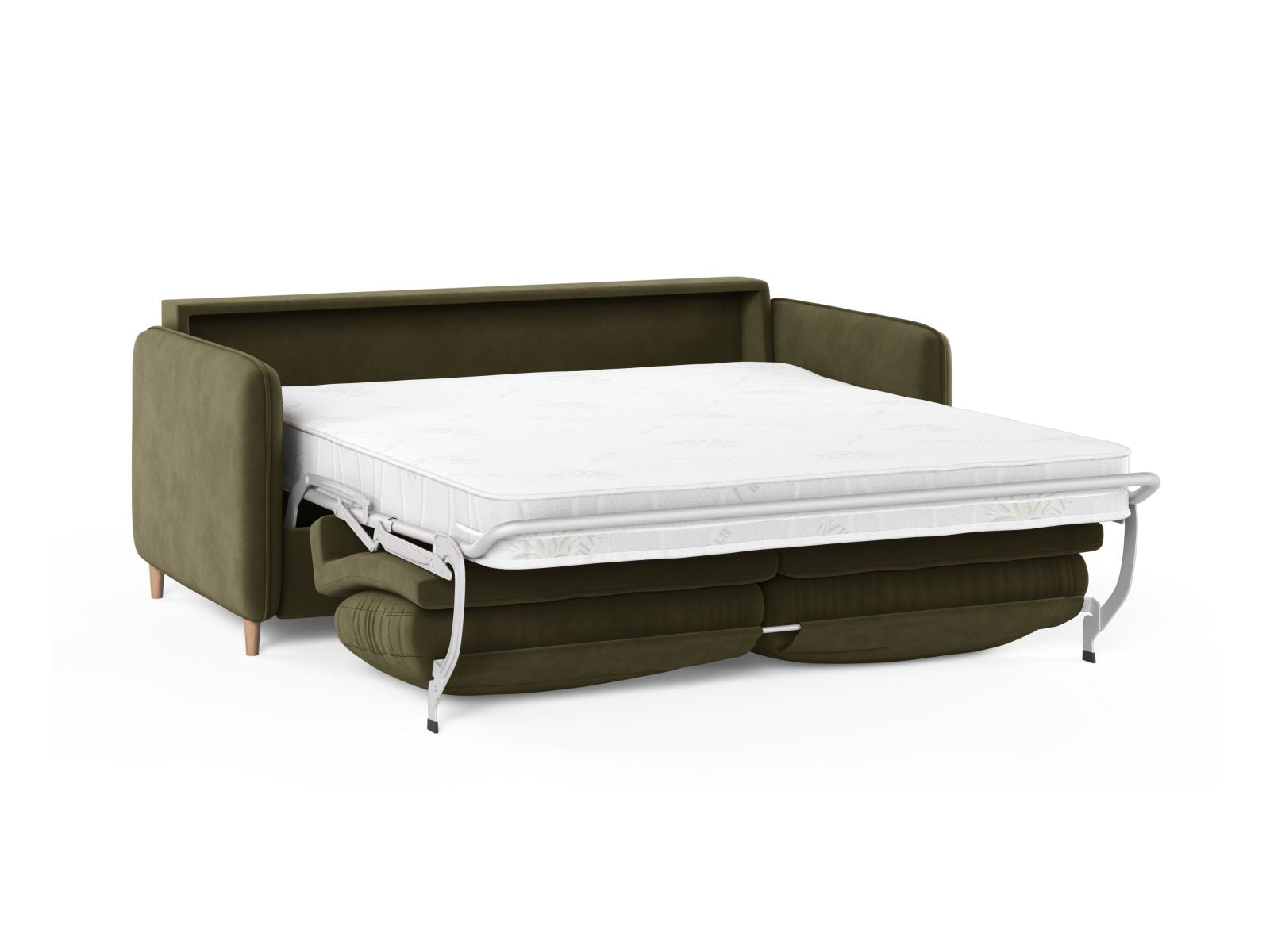 Stylisches 3-Sitzer Bettsofa Simo in Green-Salvador, ideal für entspannte Stunden und als Schlafgelegenheit für Übernachtungsgäste.