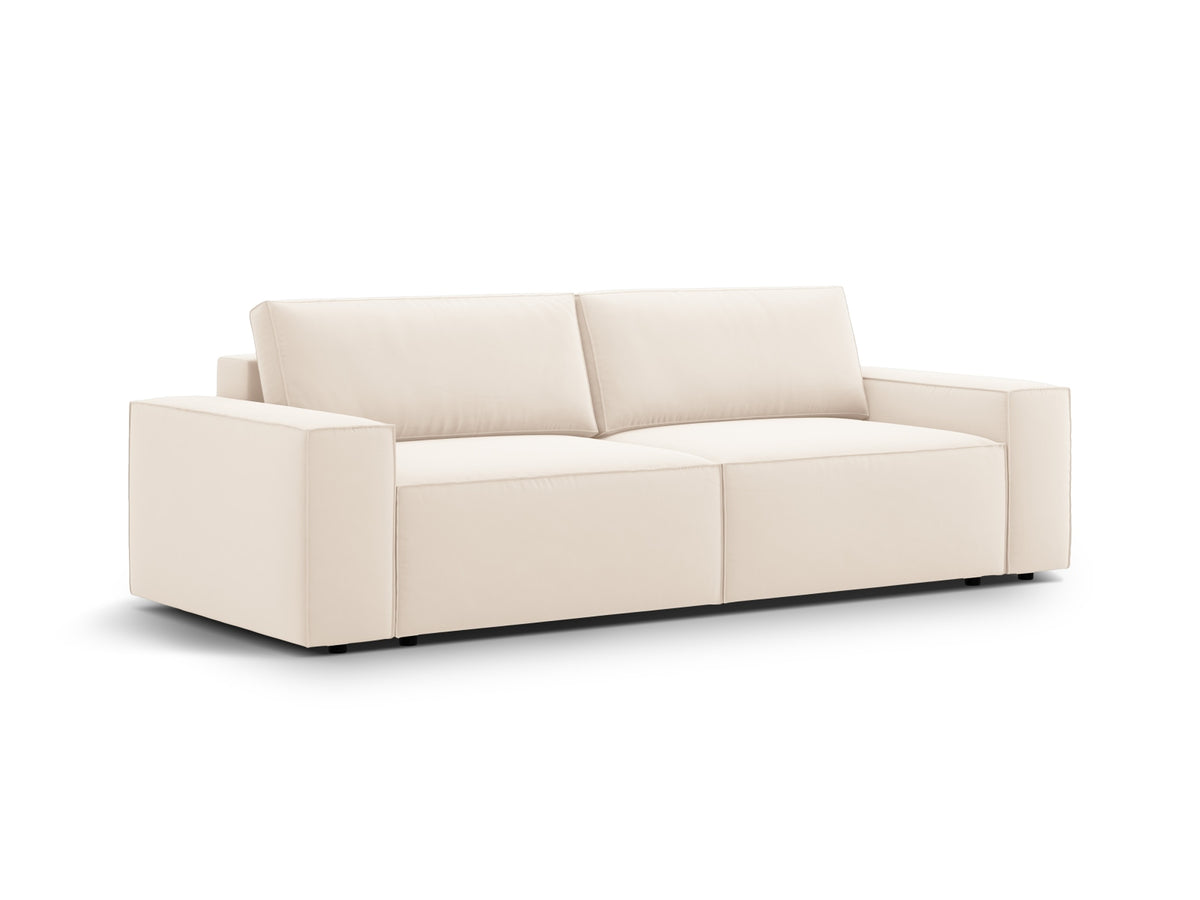 Jodie Velour Sofa mit Schlaffunktion und Stauraumbox 3 Sitzer in Light Beige-Bluvel präsentiert im Onlineshop von KAQTU Design AG. Bettsofa ist von Micadoni