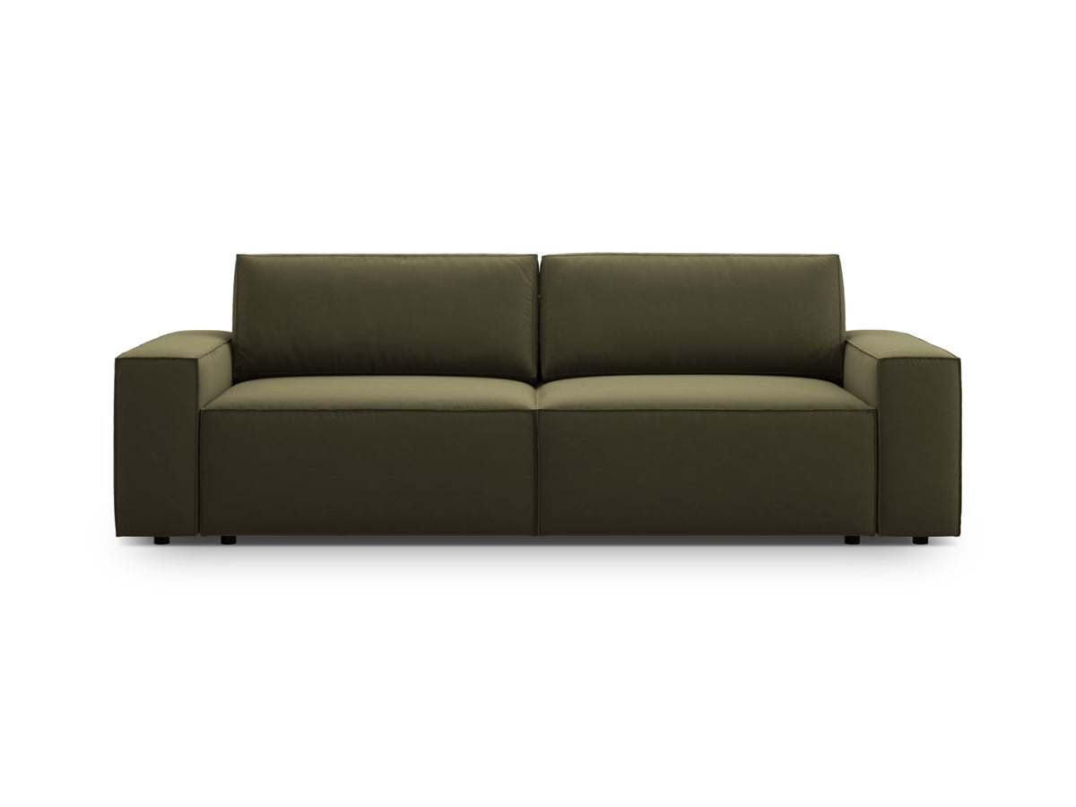 Jodie Velour Sofa mit Schlaffunktion und Stauraumbox 3 Sitzer in Green-Bluvel präsentiert im Onlineshop von KAQTU Design AG. Bettsofa ist von Micadoni
