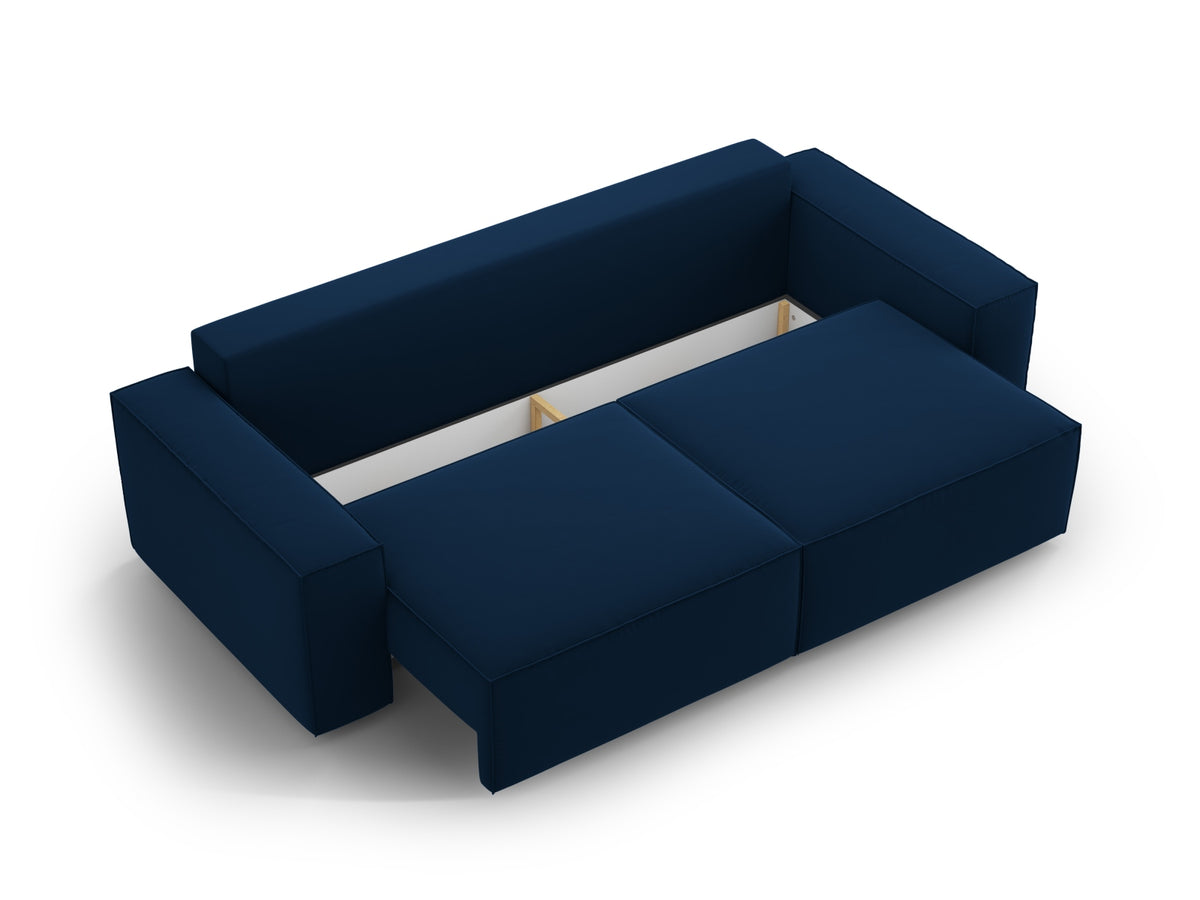 Jodie Velour Sofa mit Schlaffunktion und Stauraumbox 3 Sitzer in Royal Blue-Bluvel präsentiert im Onlineshop von KAQTU Design AG. Bettsofa ist von Micadoni