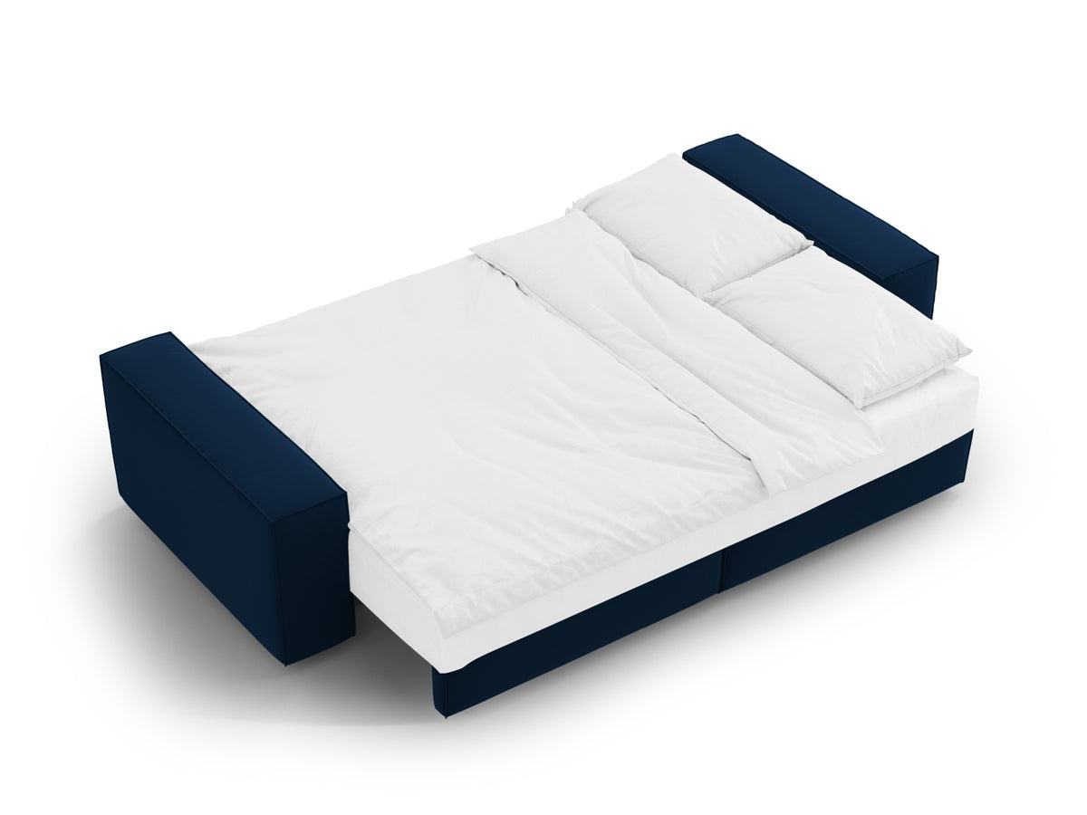 Jodie Velour Sofa mit Schlaffunktion und Stauraumbox 3 Sitzer in Royal Blue-Bluvel präsentiert im Onlineshop von KAQTU Design AG. Bettsofa ist von Micadoni