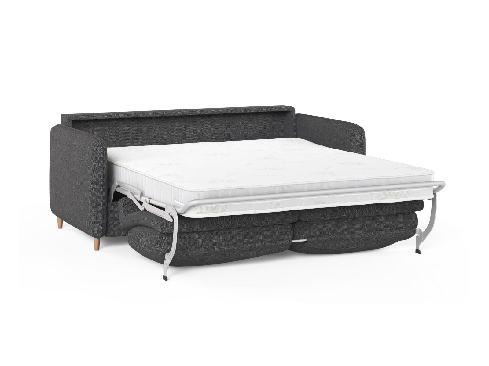 Elegantes 3-Sitzer Bettsofa Simo in stilvollem Schwarz, ideal für Wohnräume und als komfortable Schlaflösung für Übernachtungsgäste.