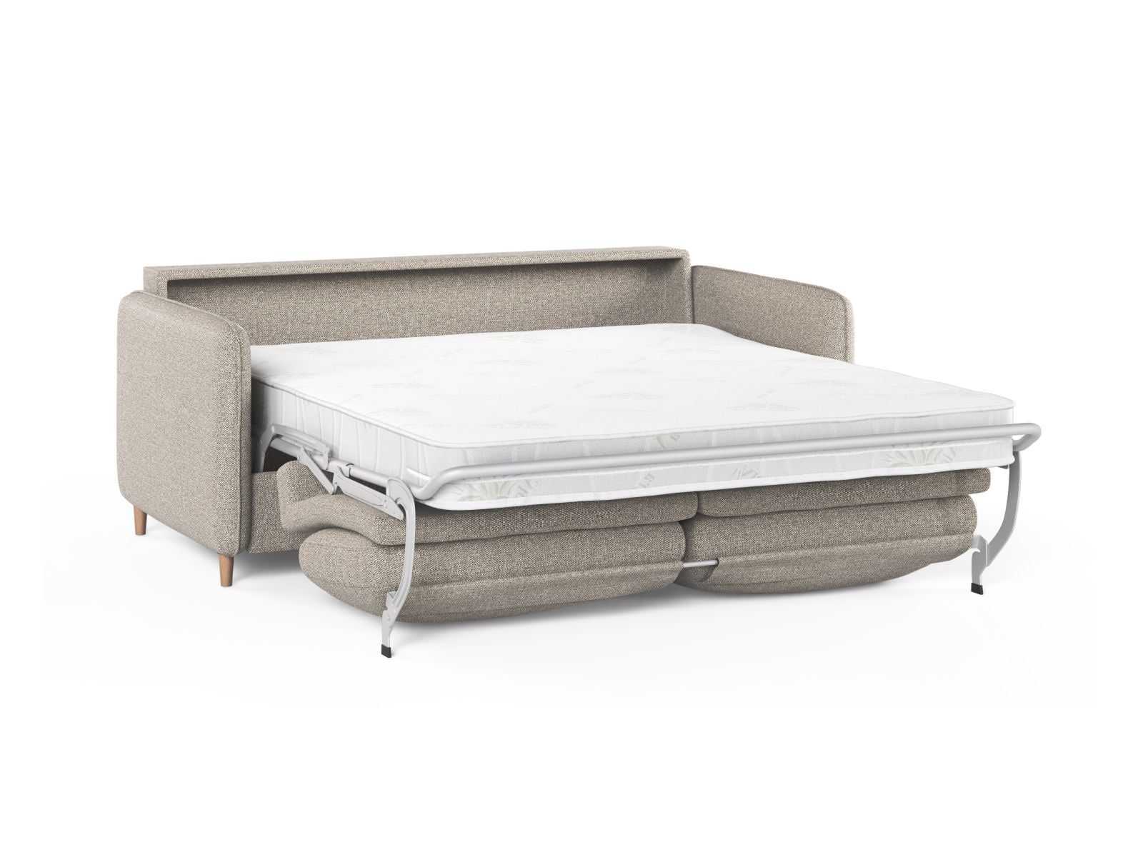 Elegantes 3-Sitzer Sofa Simo in Sand-Babel, ideal für entspannte Stunden und als funktionales Schlafsofa von Micadoni.