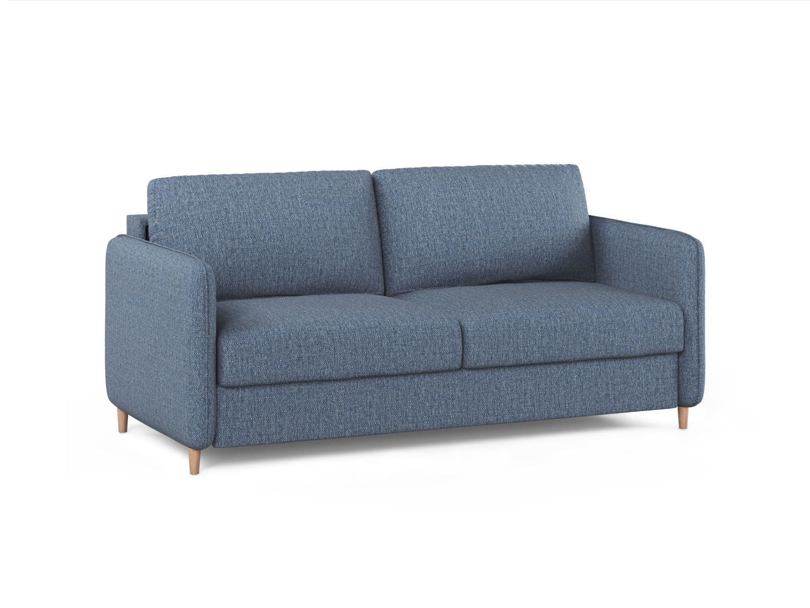 Elegantes 3-Sitzer Sofa Simo in Dunkelblau, vielseitig einsetzbar als Schlafsofa, ideal für moderne Wohnräume.