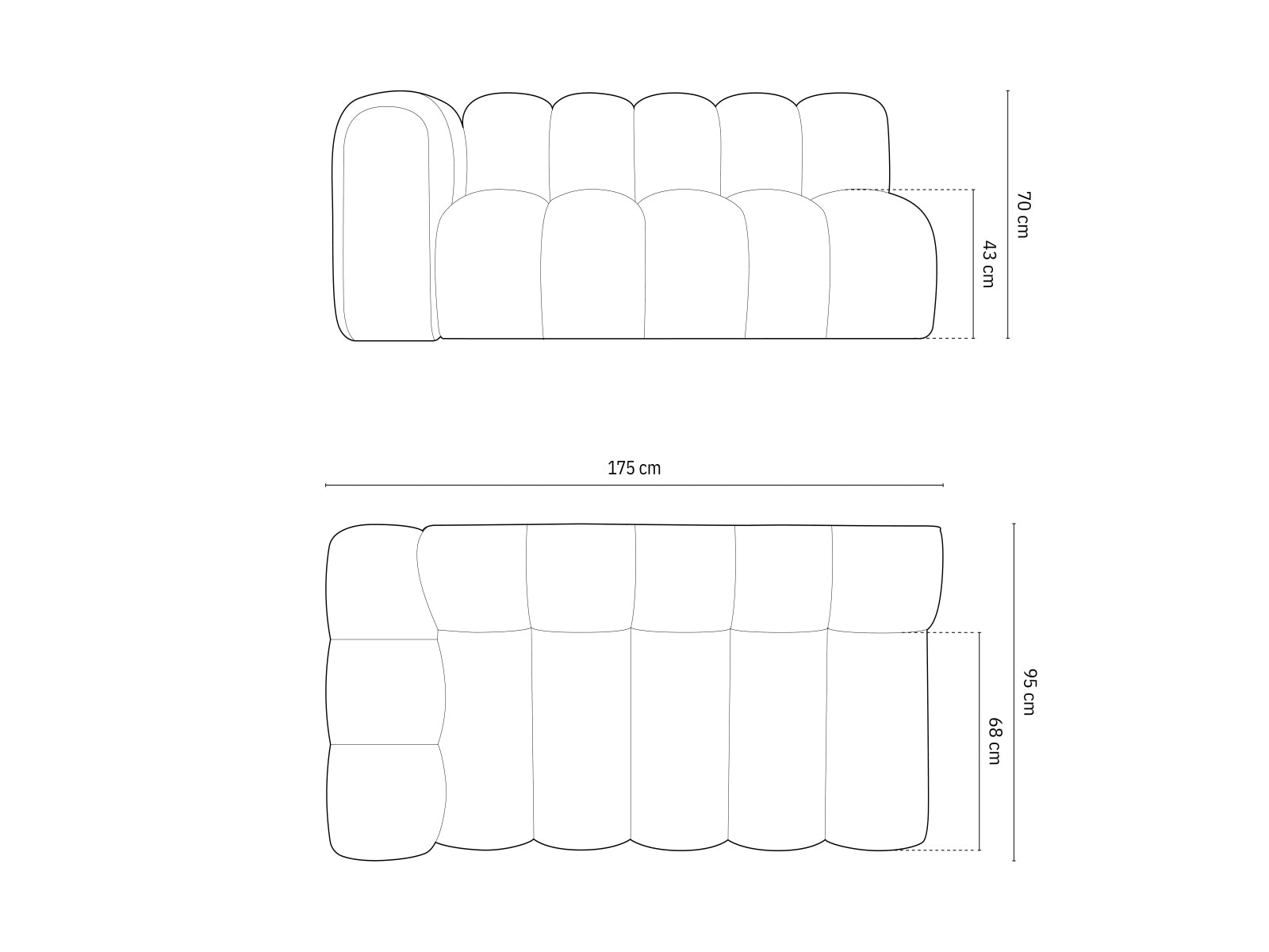 Lupine Boucle Modular Sofa links 3 Sitzer in Beige präsentiert im Onlineshop von KAQTU Design AG. Modulares Sofa ist von Micadoni