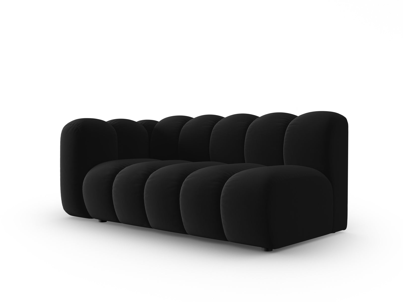 Elegantes Lupine Velour 3-Sitzer Sofa in Schwarz, linksseitig, ideal für moderne Wohnräume, präsentiert von Micadoni.