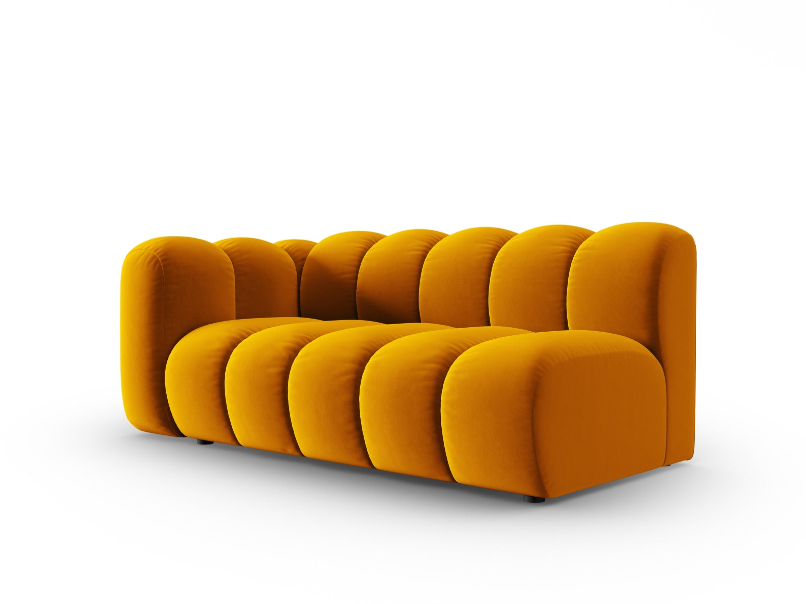 Elegantes Lupine Velour 3-Sitzer Sofa in Gelb, linksseitig, ideal für moderne Wohnräume, erhältlich bei KAQTU Design AG.