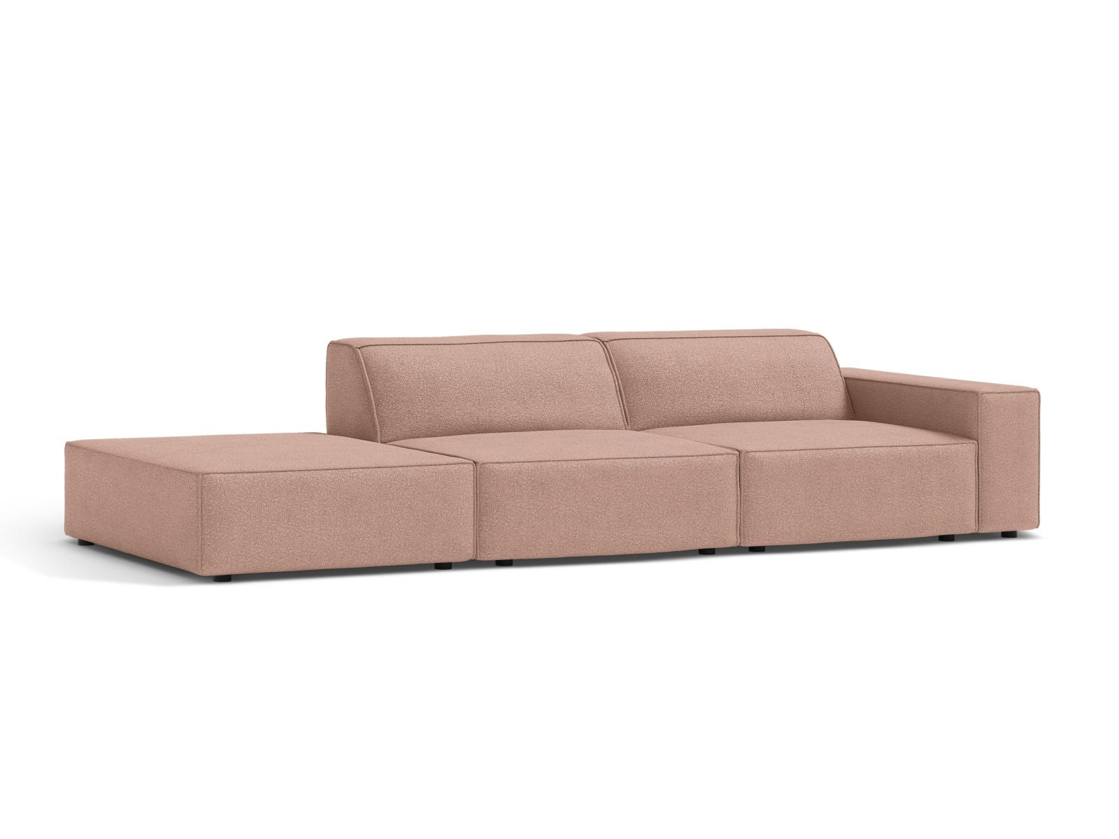 Elegantes Jodie Boucle 3-Sitzer Sofa in Powder Pink-Baloo, ideal für stilvolle Wohnräume, erhältlich bei KAQTU Design AG.