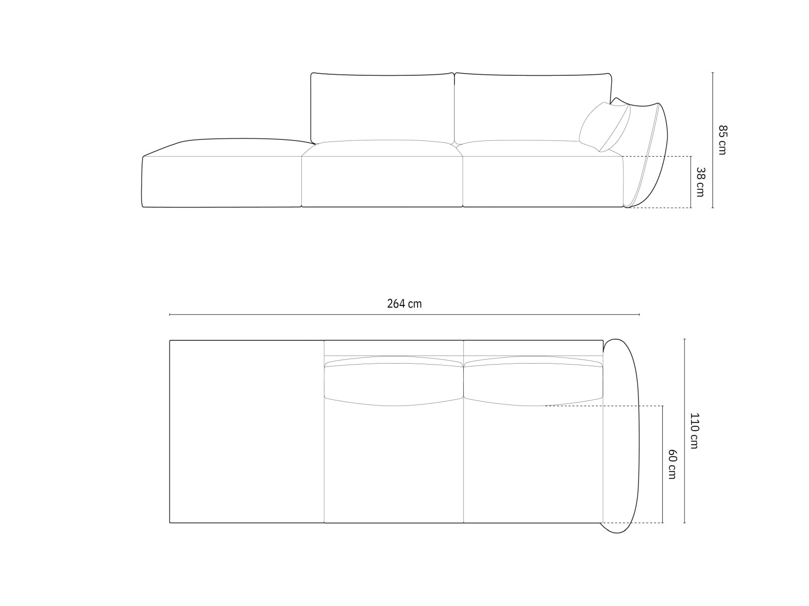 Modernes 4-Sitzer L-Sofa Kaelle in ansprechendem Grünton, perfekt für gemütliche und stilvolle Wohnambiente. Hochwertige Micadoni-Qualität.
