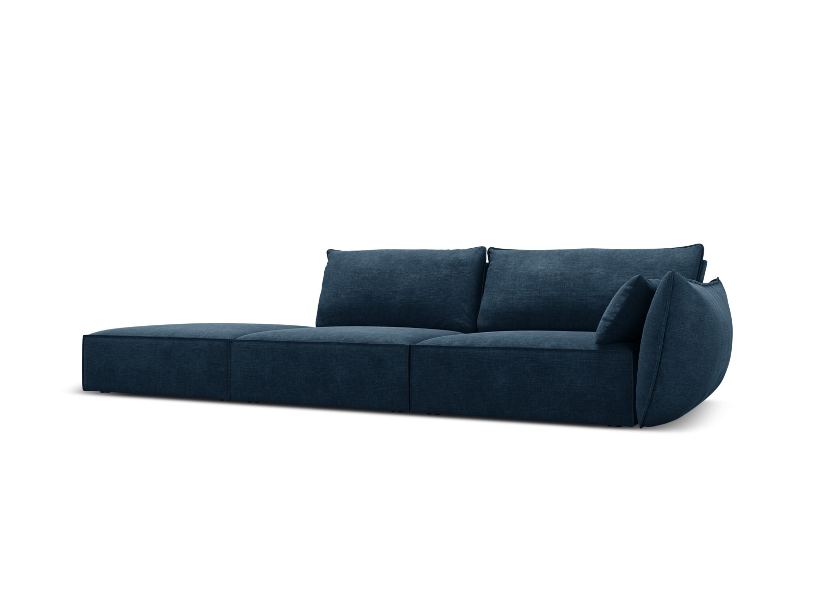 Elegantes Kaelle Sofa links 4 Sitzer in Royal Blue, stilvolles L-Sofa von Micadoni, ideal für moderne Wohnräume.