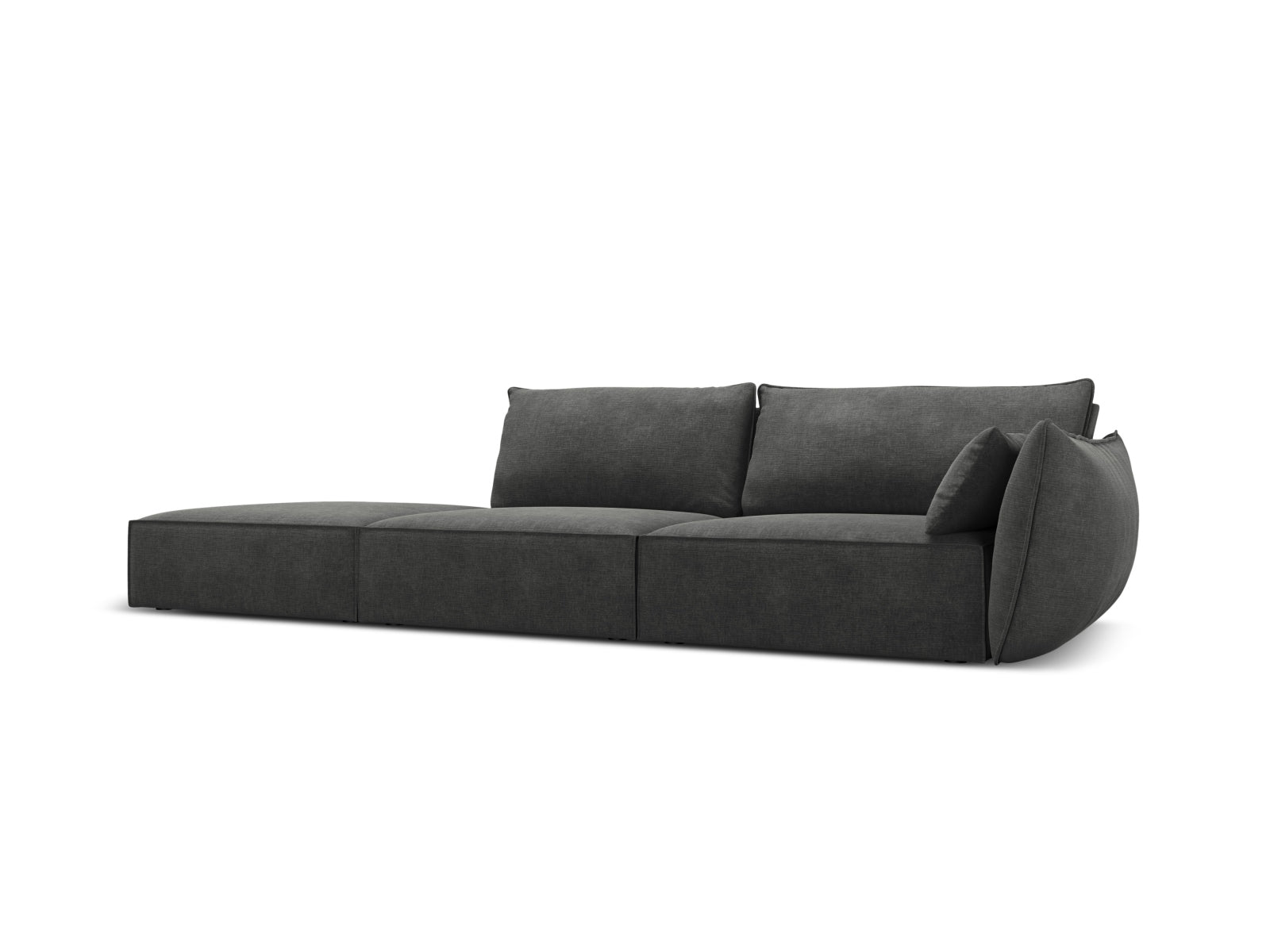 Elegantes Kaelle Sofa links 4 Sitzer in Dunkelgrau, stilvoll und modern, ideal für Ihr Wohnzimmer. Hochwertige Verarbeitung von Micadoni.