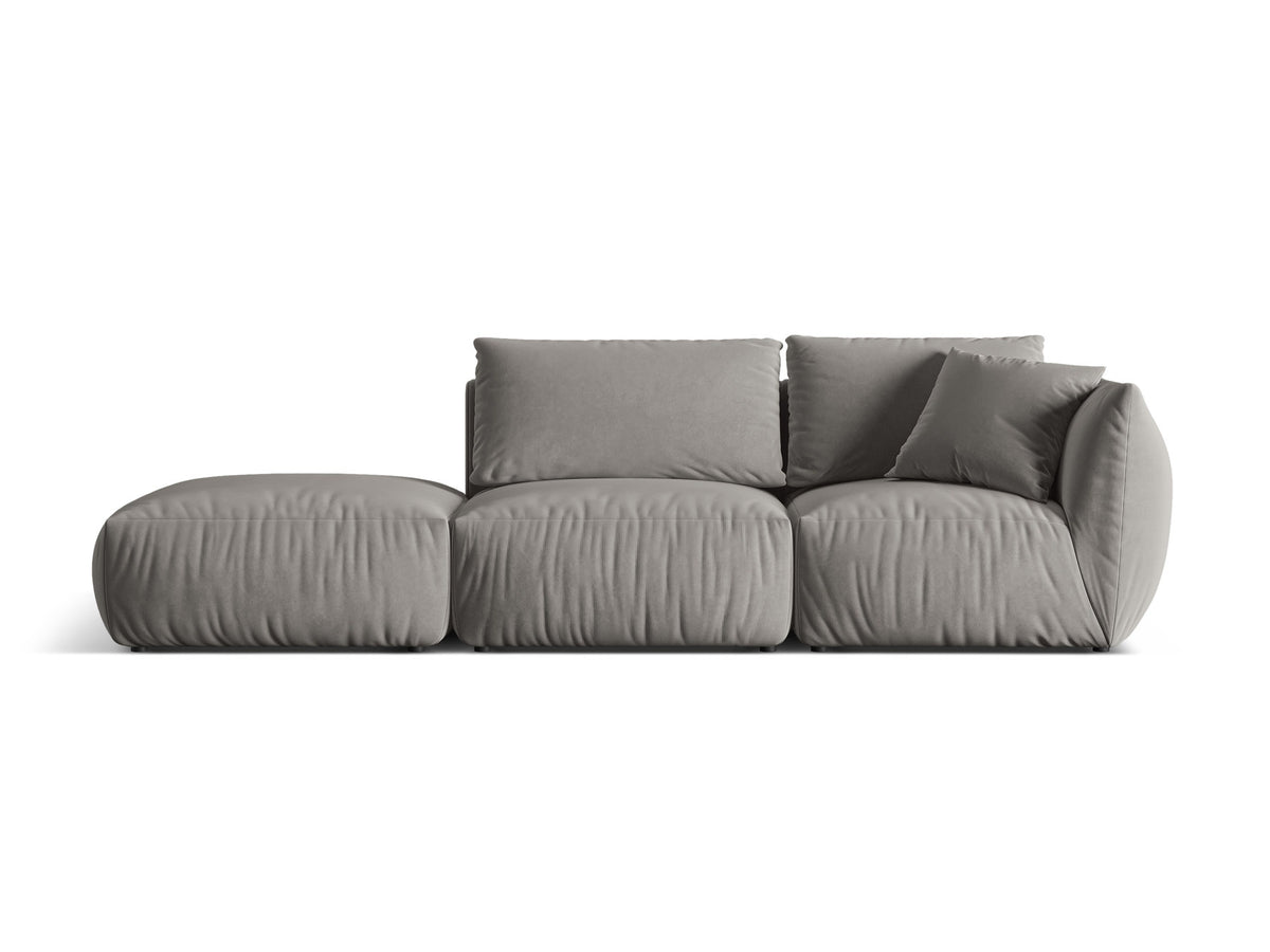Chris Velour links Modular Sofa 3 Sitzer in Grey-Casino präsentiert im Onlineshop von KAQTU Design AG. 3er Sofa ist von Micadoni