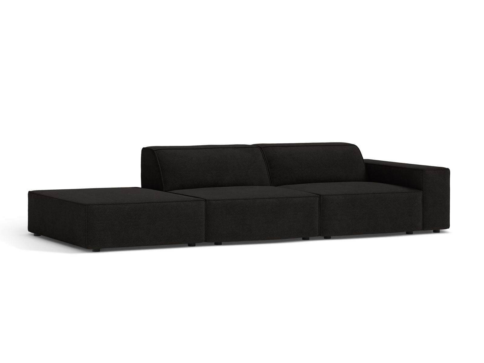 Elegantes 3-Sitzer Sofa Jodie in Schwarz, modulares Design für individuellen Komfort, ideal für moderne Wohnräume.