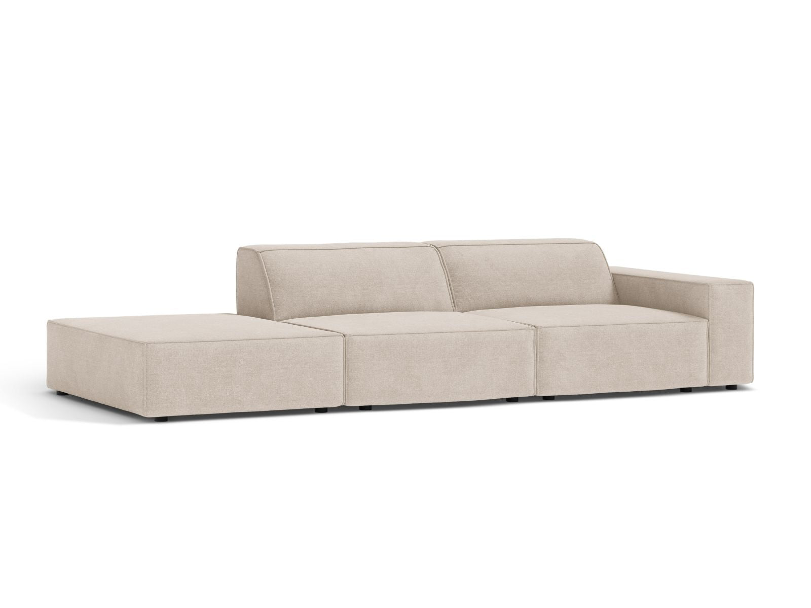 Beige 3-Sitzer Sofa Jodie von Micadoni, modulares Design, linksseitig, ideal für stilvolle Wohnräume, präsentiert von KAQTU Design AG.