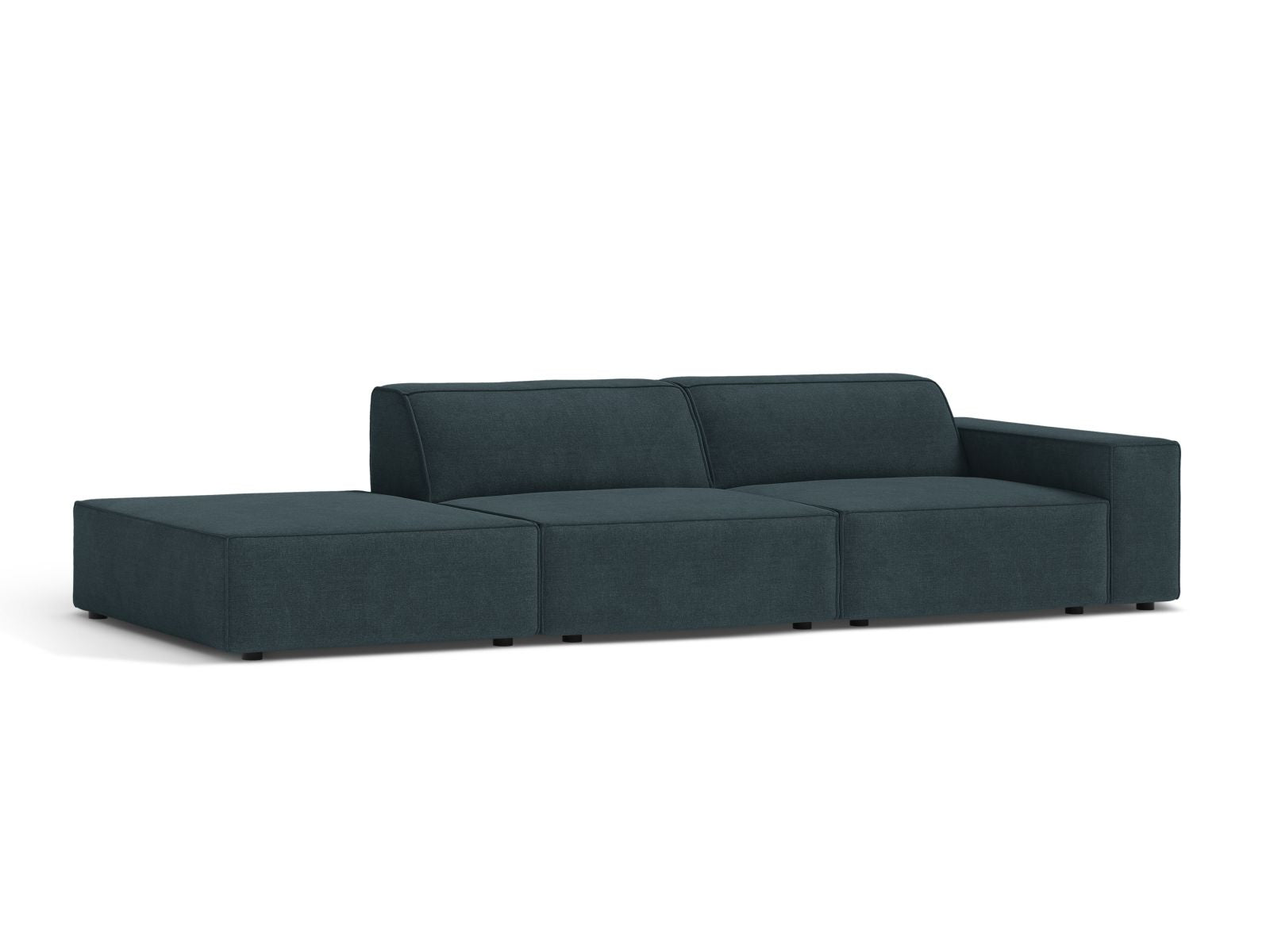 Elegantes 3-Sitzer Sofa Jodie in tiefem Petrol, modulares Design für individuellen Komfort, erhältlich bei KAQTU Design AG.