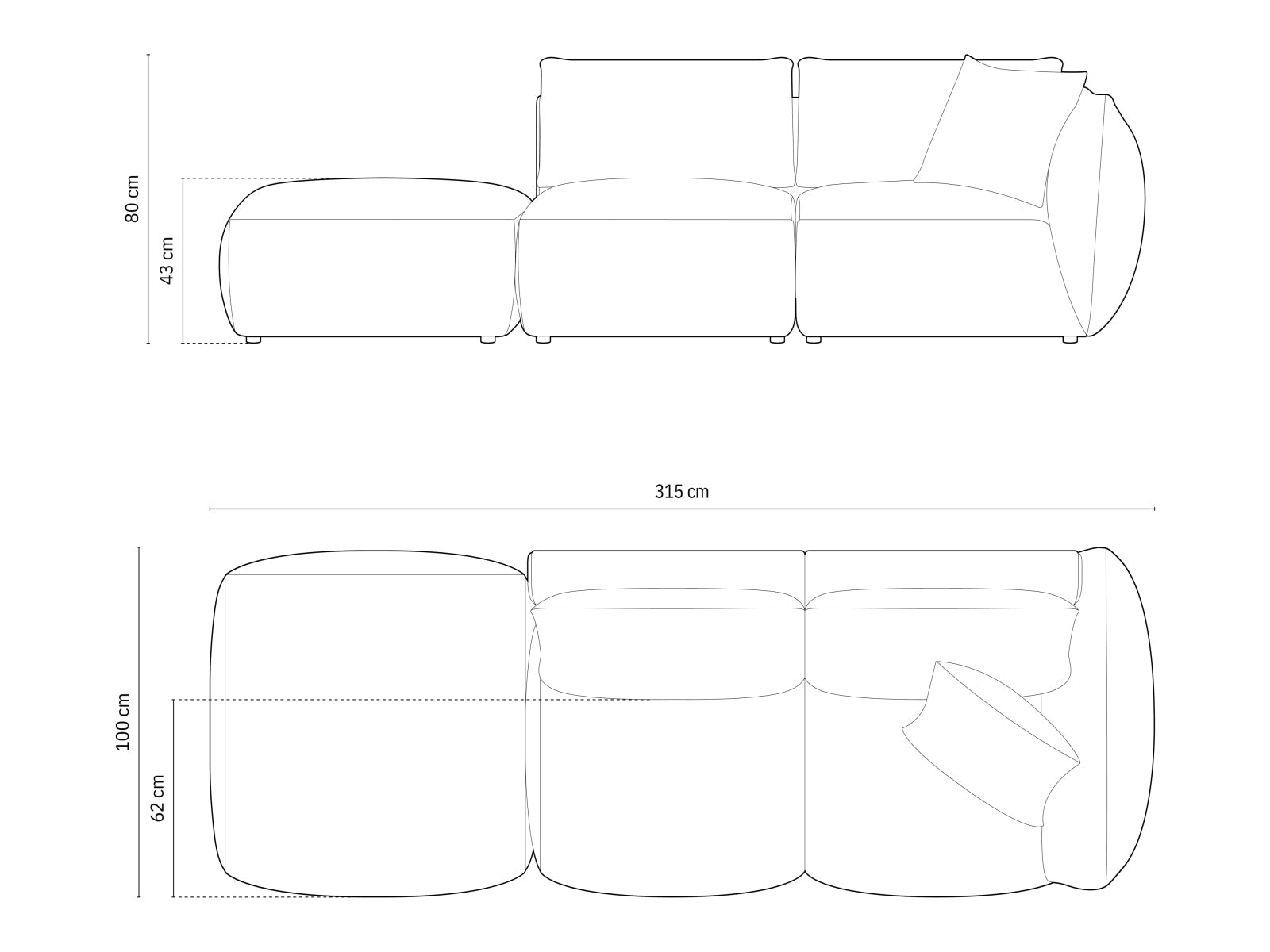 Modernes Chris Modular Sofa in zartem Mintgrün, perfekt für offene Wohnkonzepte und stilvolle Akzente in jedem Raum.