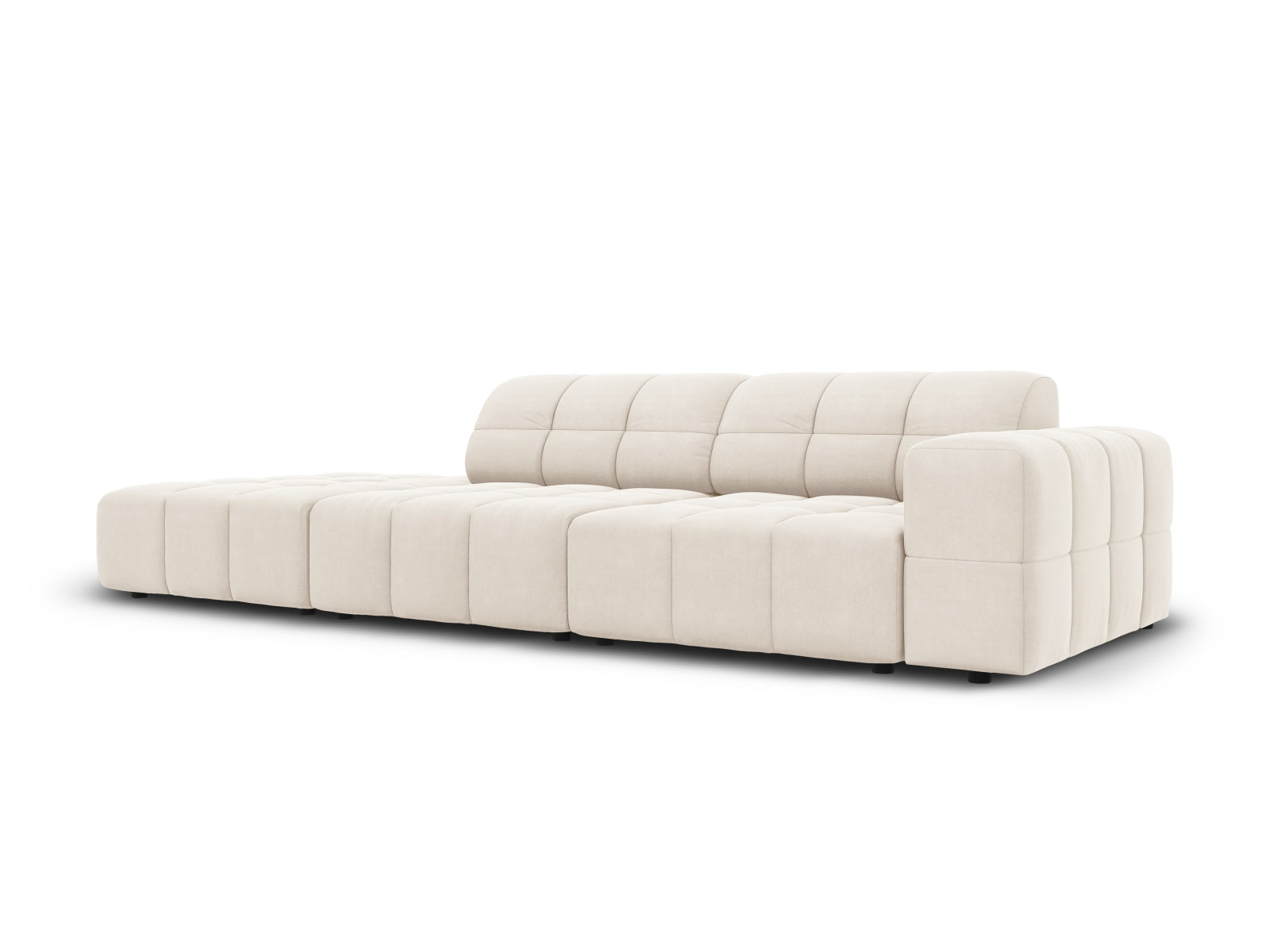 Jennifer Velour Sofa links 3 Sitzer in Light Beige präsentiert im Onlineshop von KAQTU Design AG. 3er Sofa ist von Micadoni