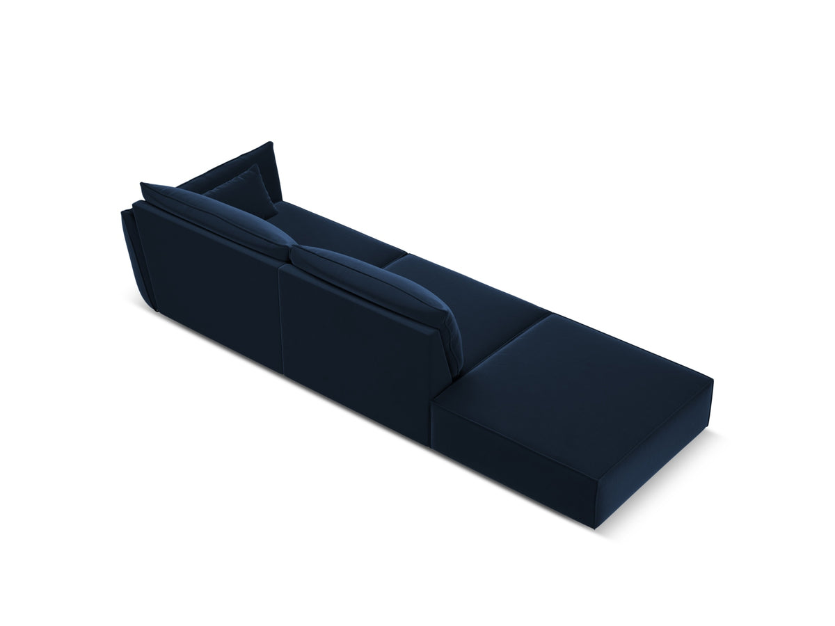 Kaelle Velour Sofa links 4 Sitzer in Royal Blue-Bluvel präsentiert im Onlineshop von KAQTU Design AG. L-Sofa links ist von Micadoni