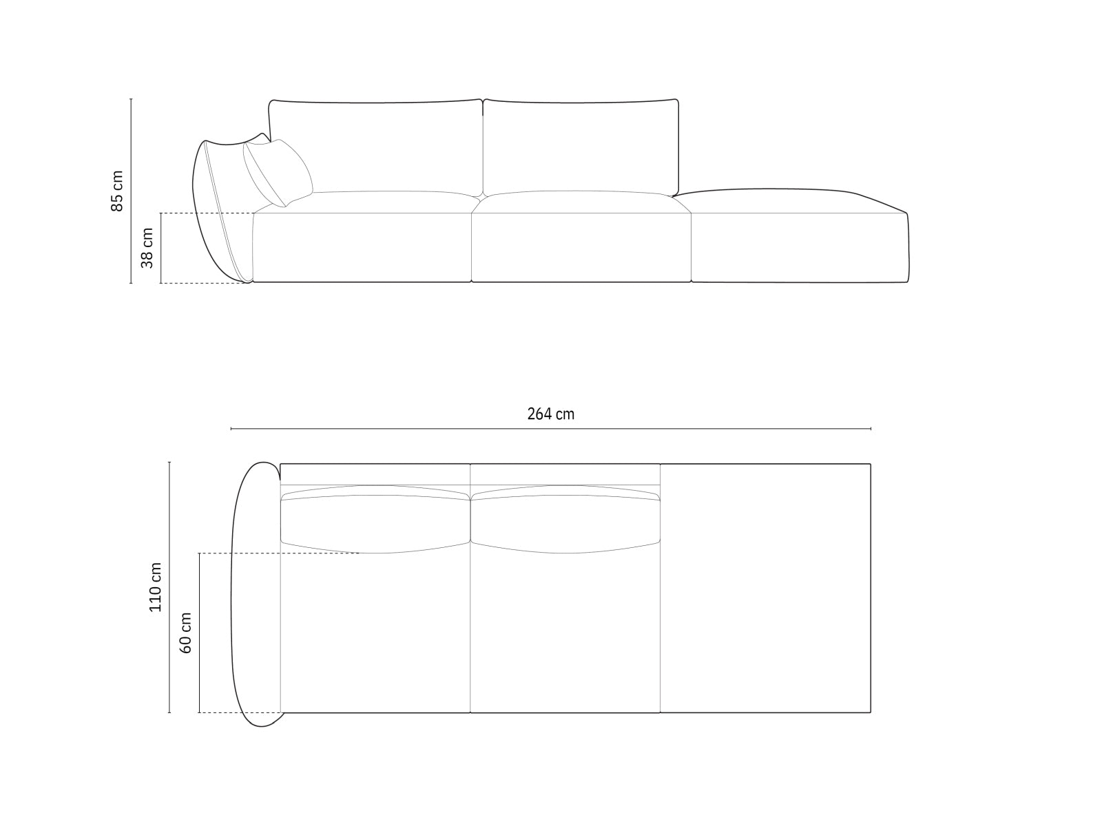 Kaelle Sofa rechts 4 Sitzer in Royal Blue präsentiert im Onlineshop von KAQTU Design AG. L-Sofa rechts ist von Micadoni