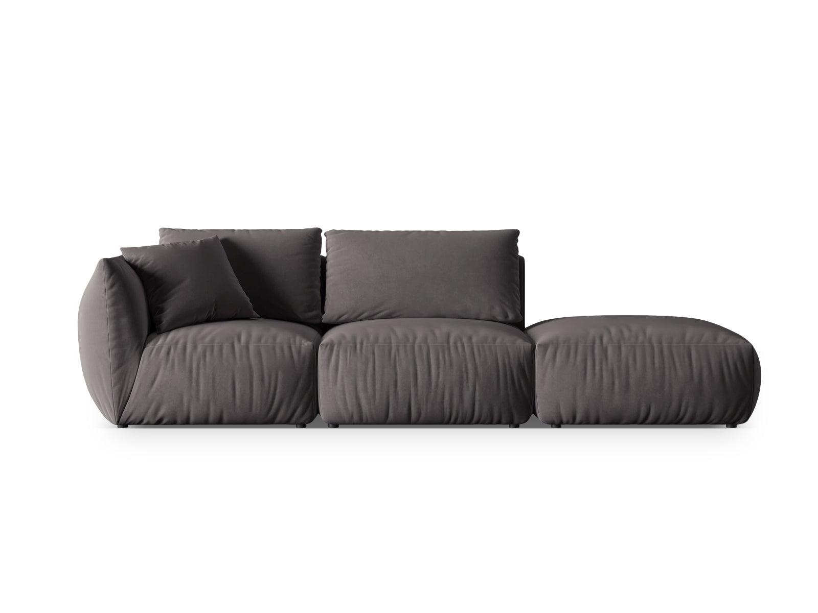 Chris Velour Modular Sofa rechts 3 Sitzer in Dark Grey-Casino präsentiert im Onlineshop von KAQTU Design AG. 3er Sofa ist von Micadoni