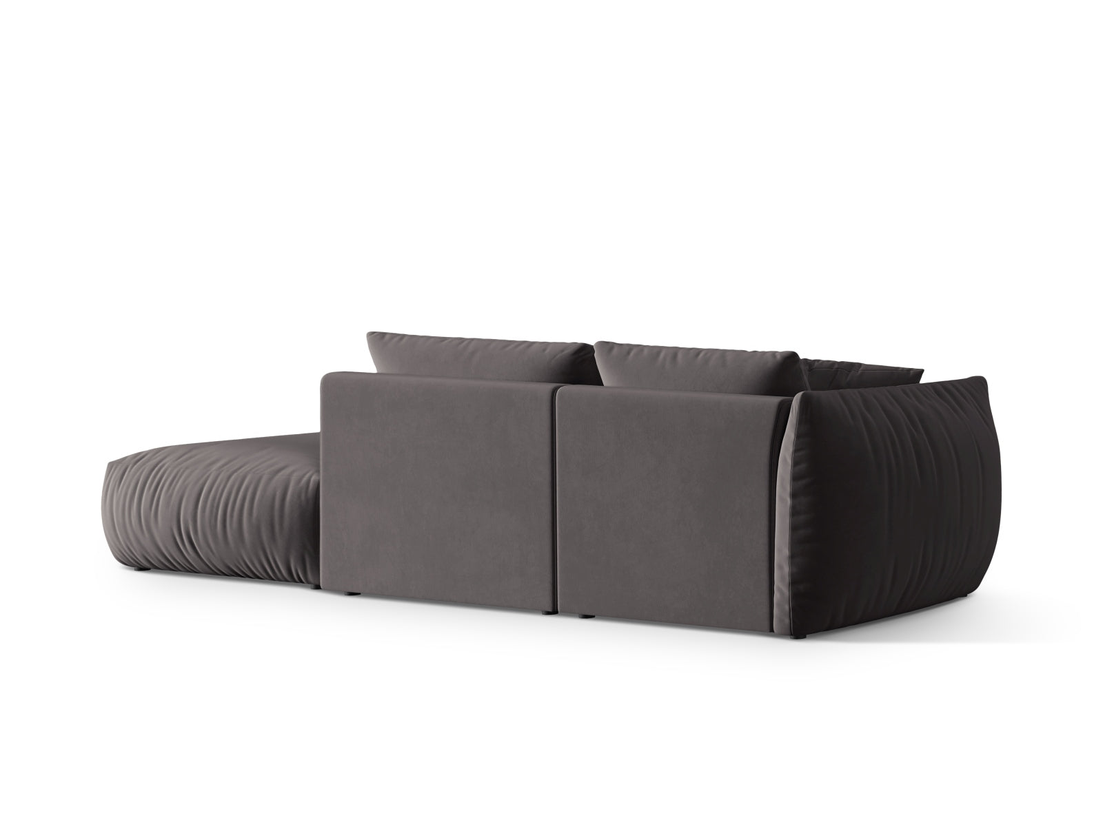 Elegantes Chris Velour Modular Sofa in Dunkelgrau, 3-Sitzer, ideal für stilvolle Wohnräume und entspannte Stunden von Micadoni.