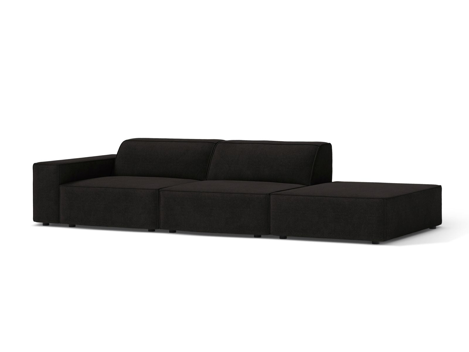 Elegantes 3-Sitzer Sofa Jodie in Schwarz, ideal für moderne Wohnräume, präsentiert von Micadoni im KAQTU Onlineshop.