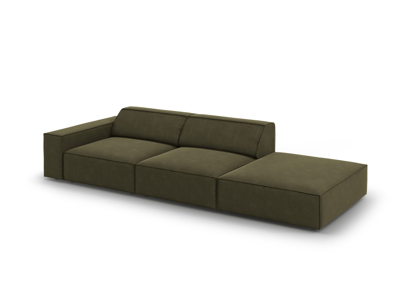 Jodie Velour modulares Sofa rechts 3 Sitzer in Green präsentiert im Onlineshop von KAQTU Design AG. L-Sofa rechts ist von Micadoni