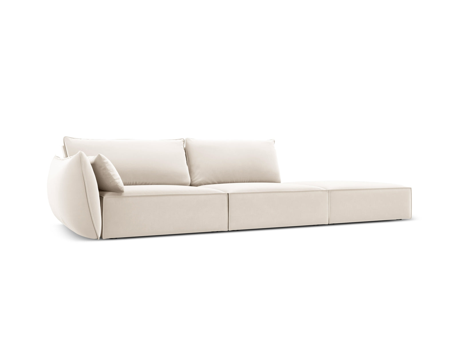 Kaelle Velour Sofa rechts 4 Sitzer in Light Beige präsentiert im Onlineshop von KAQTU Design AG. L-Sofa rechts ist von Micadoni