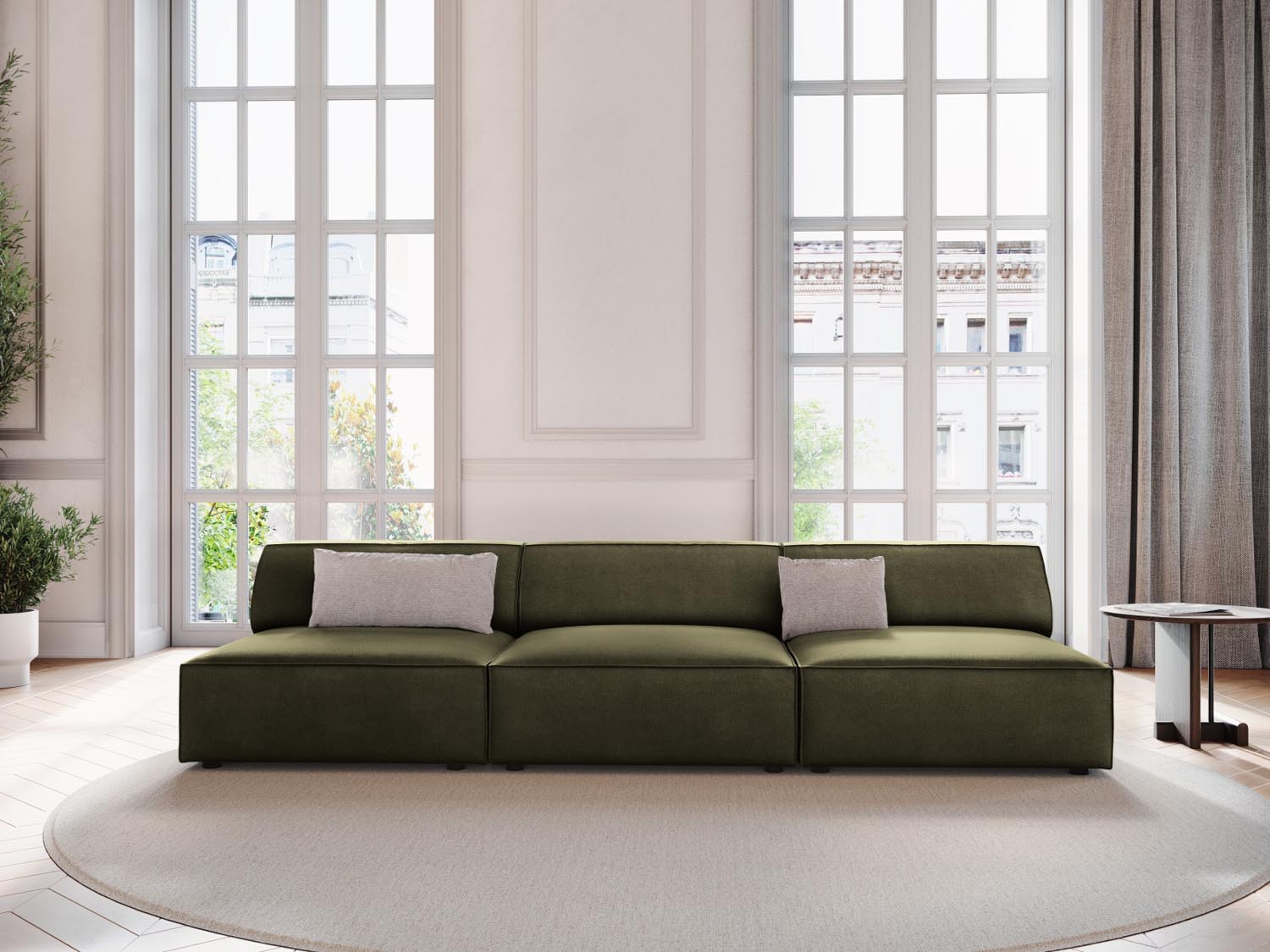 Jodie Velour modulares Sofa 3 Sitzer in Green präsentiert im Onlineshop von KAQTU Design AG. 3er Sofa ist von Micadoni