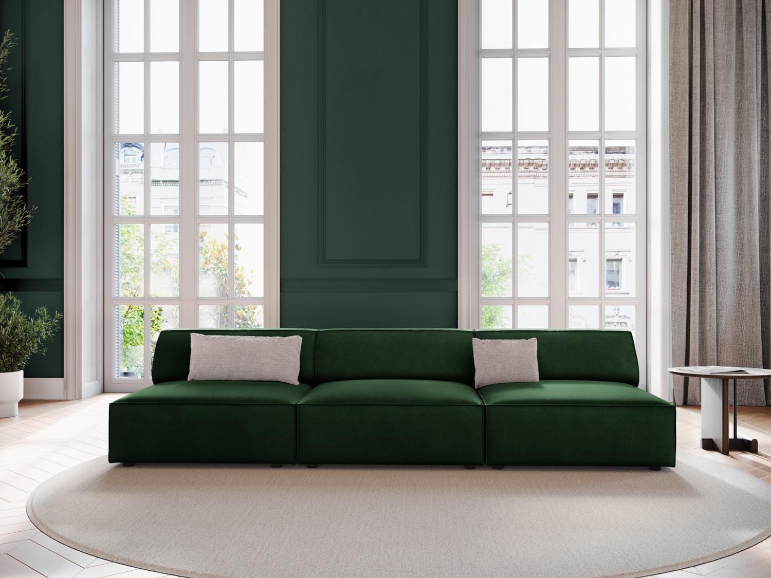 Jodie Velour modulares Sofa 3 Sitzer in Bottle Green präsentiert im Onlineshop von KAQTU Design AG. 3er Sofa ist von Micadoni